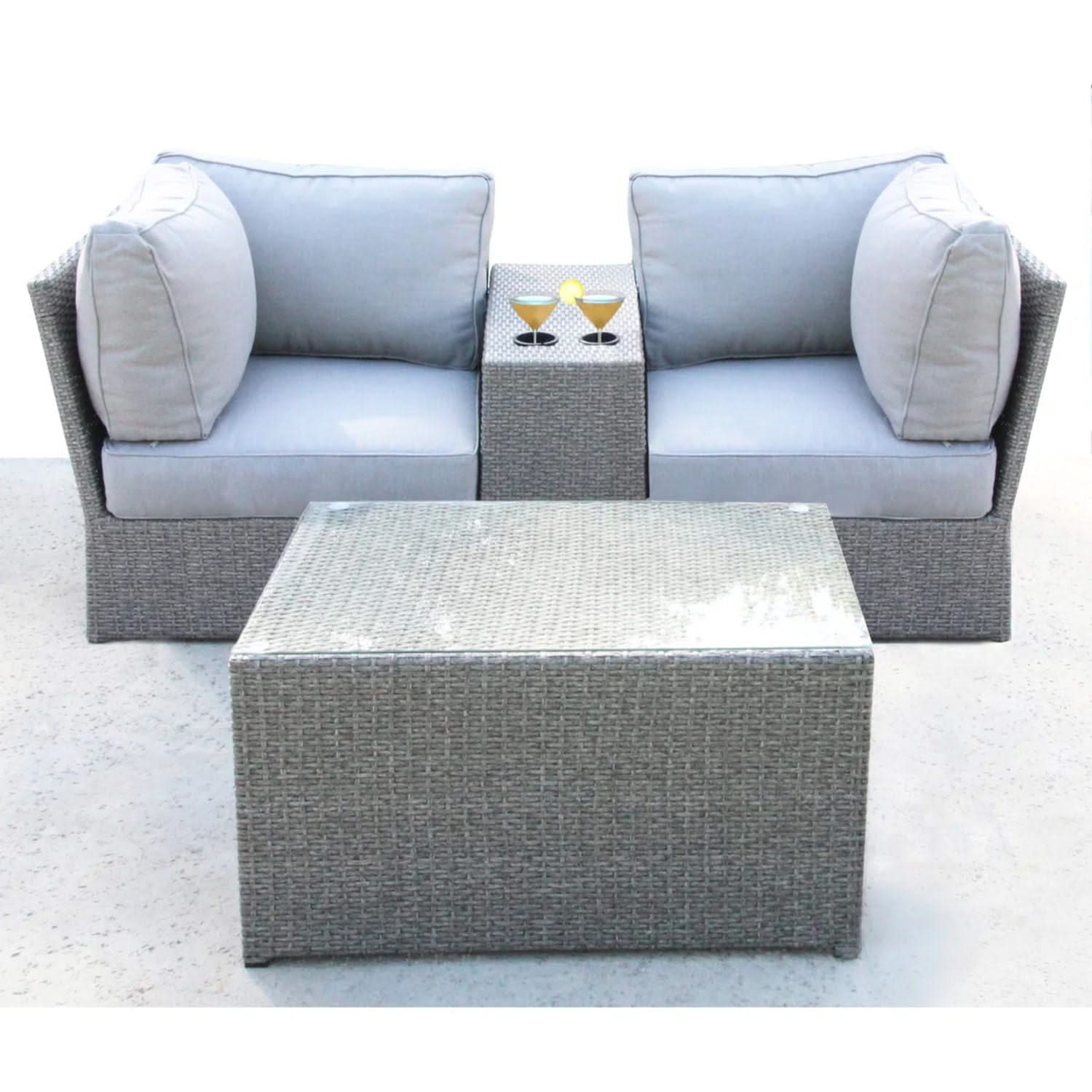 Comfortable Modern Patio Rattan Sectional Set With Cushions - Image 14
