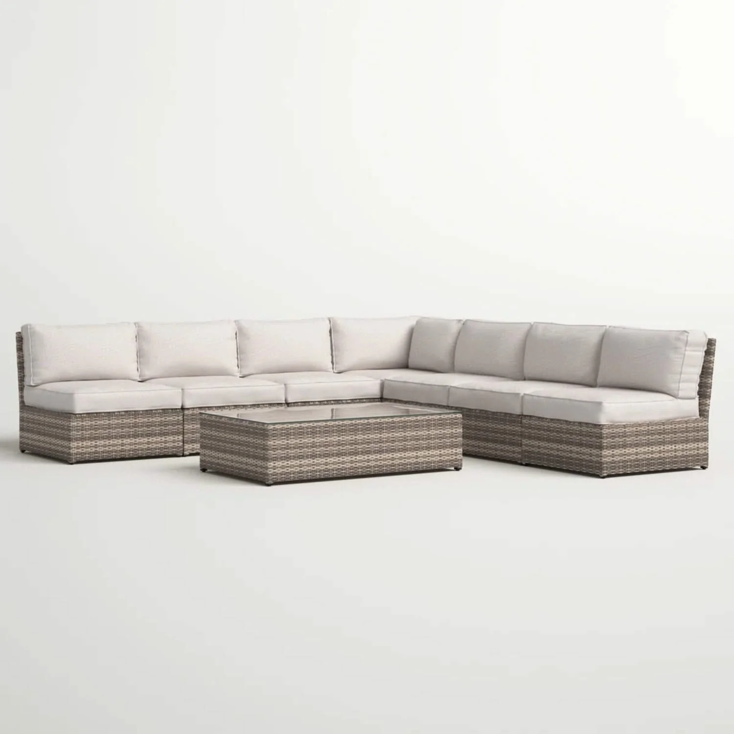 Comfortable Modern Patio Rattan Sectional Set With Cushions - Image 16