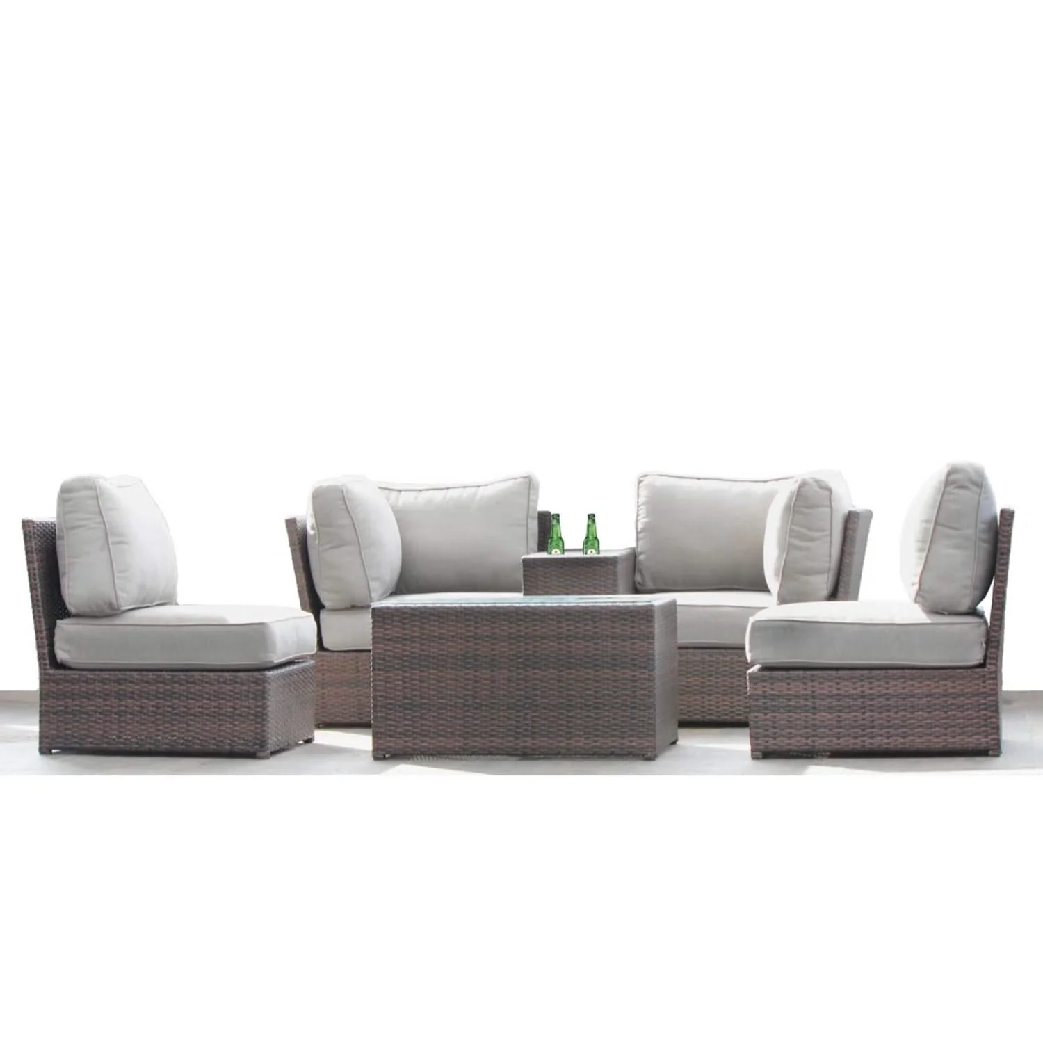 Comfortable Modern Patio Rattan Sectional Set With Cushions - Image 18