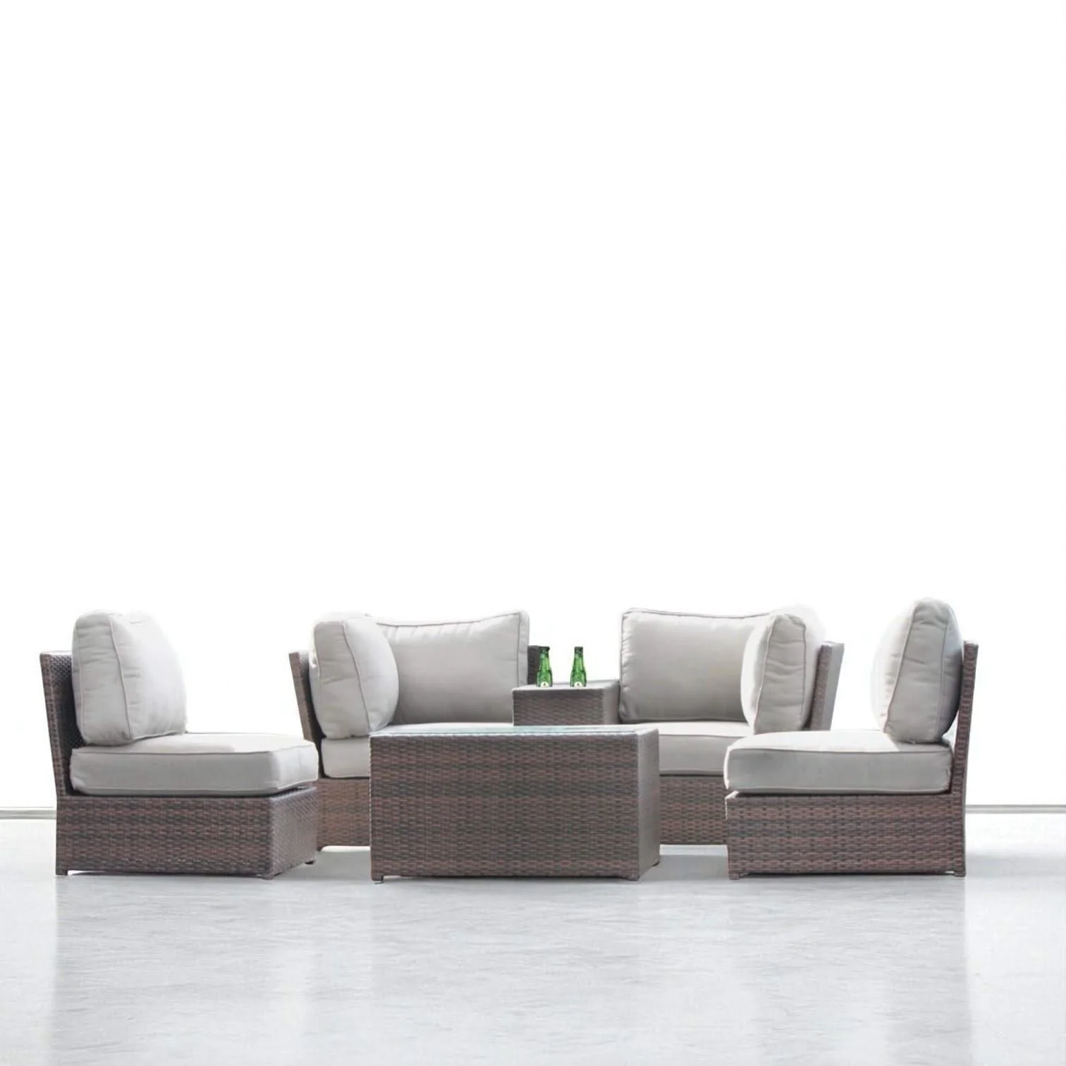 Comfortable Modern Patio Rattan Sectional Set With Cushions - Image 19