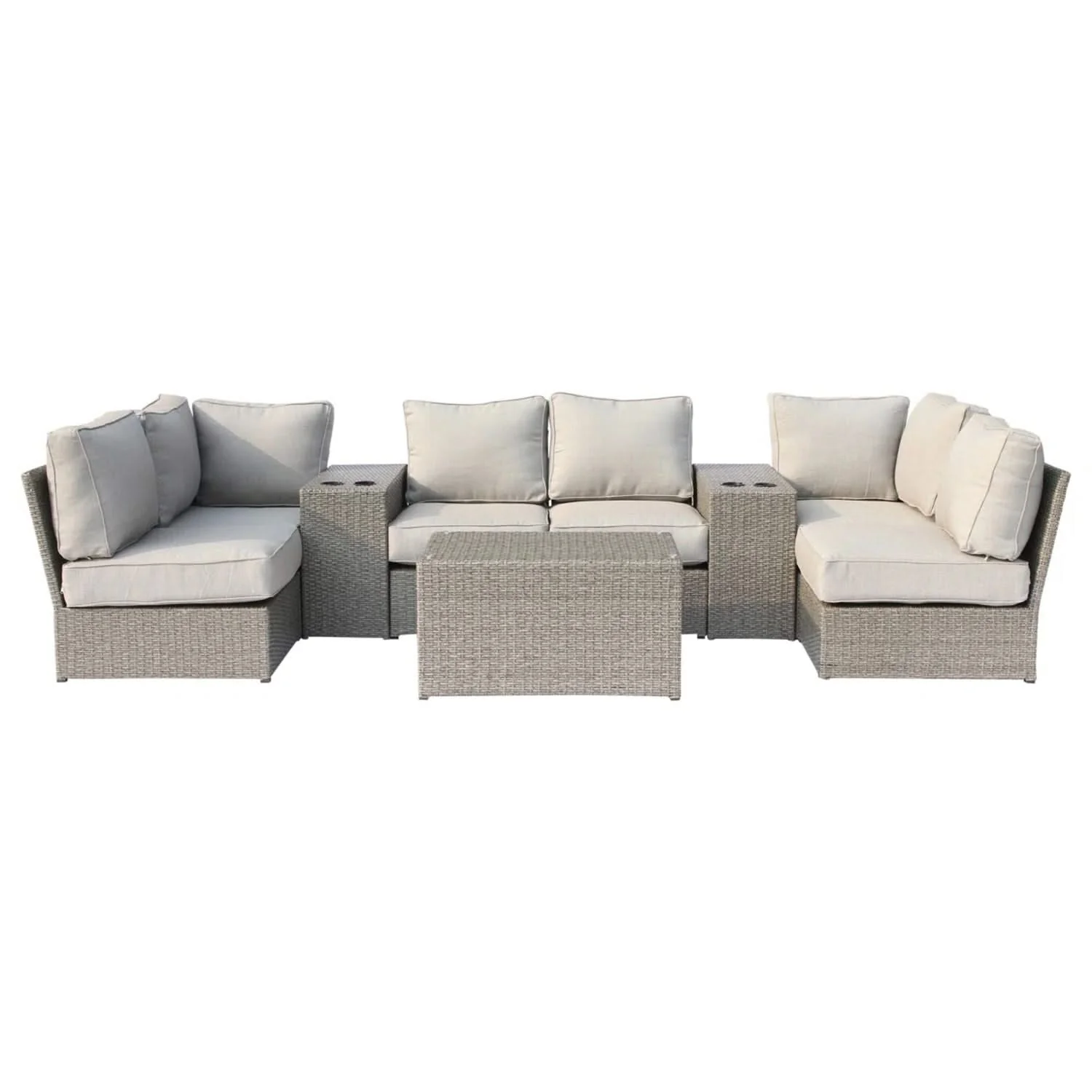 Comfortable Modern Patio Rattan Sectional Set With Cushions - Image 20