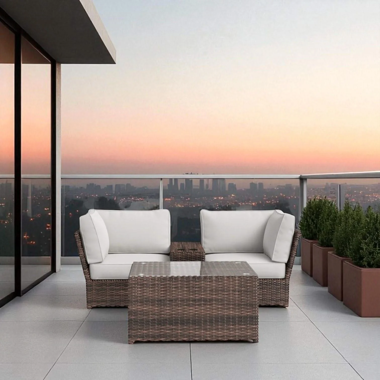 Comfortable Modern Patio Rattan Sectional Set With Cushions - Image 34