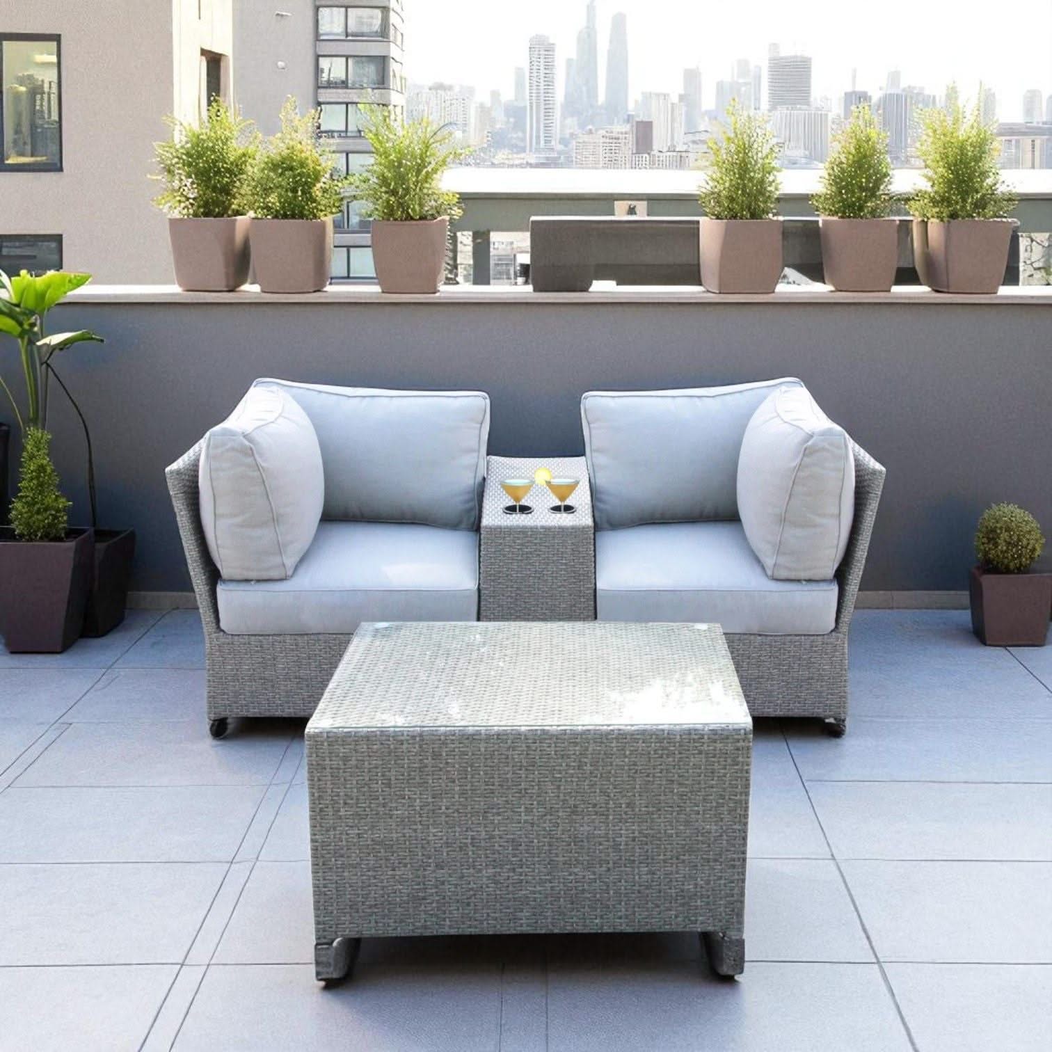 Comfortable Modern Patio Rattan Sectional Set With Cushions - Image 37
