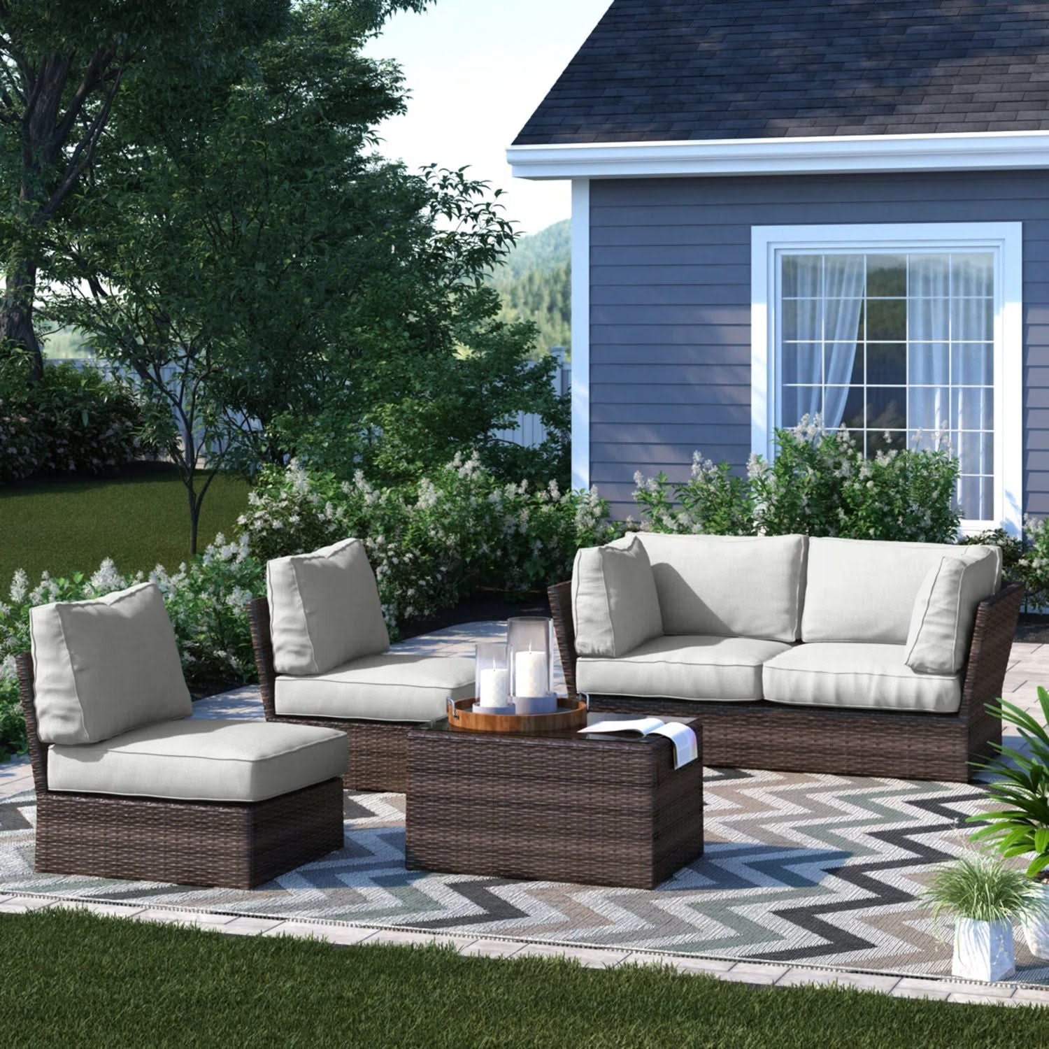 Comfortable Modern Patio Rattan Sectional Set With Cushions - Image 38