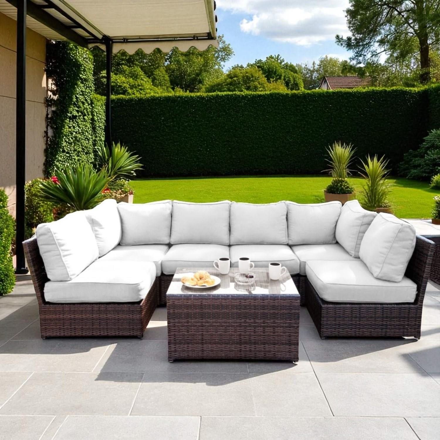 Comfortable Modern Patio Rattan Sectional Set With Cushions - Image 42