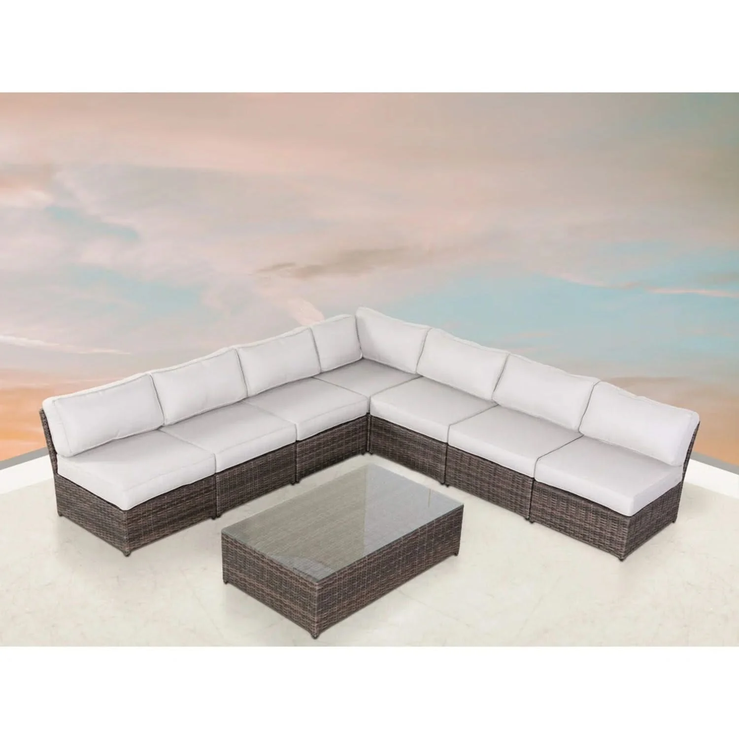 Comfortable Modern Patio Rattan Sectional Set With Cushions - Image 44