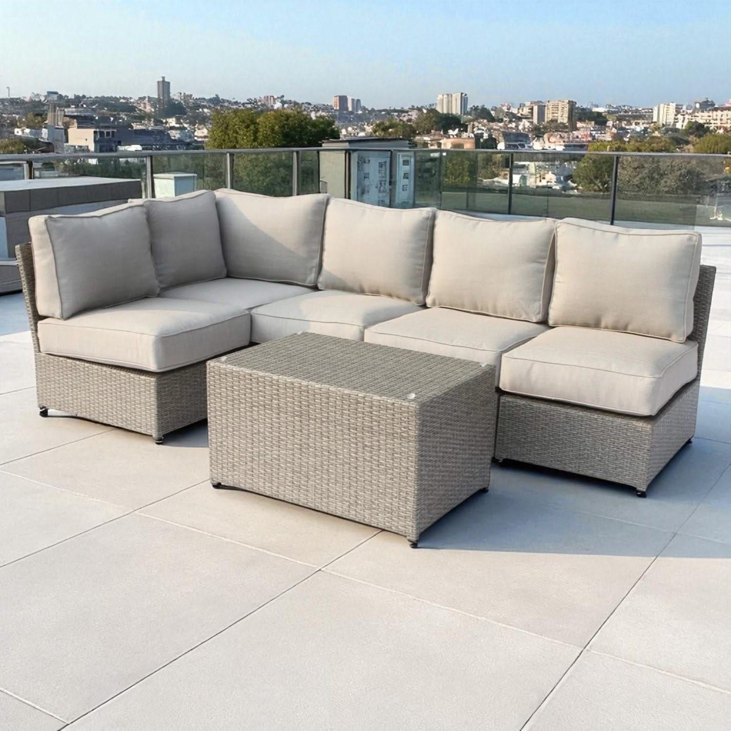 Comfortable Modern Patio Rattan Sectional Set With Cushions - Image 45