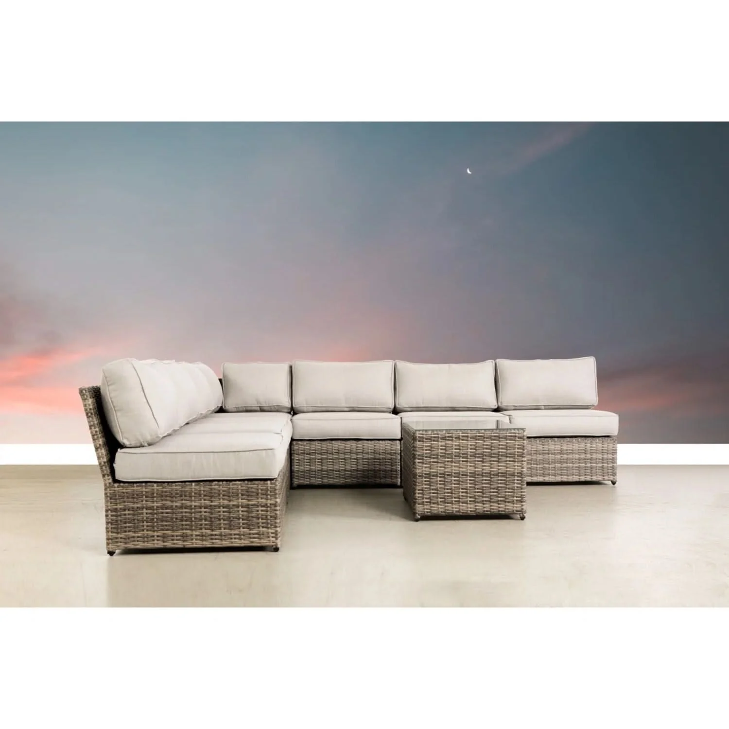 Comfortable Modern Patio Rattan Sectional Set With Cushions - Image 46