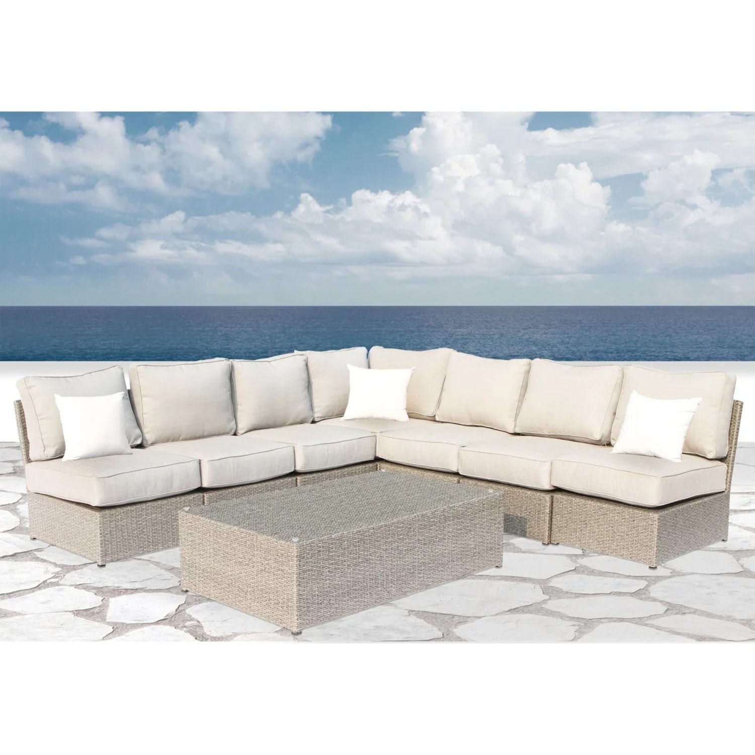 Comfortable Modern Patio Rattan Sectional Set With Cushions - Image 47