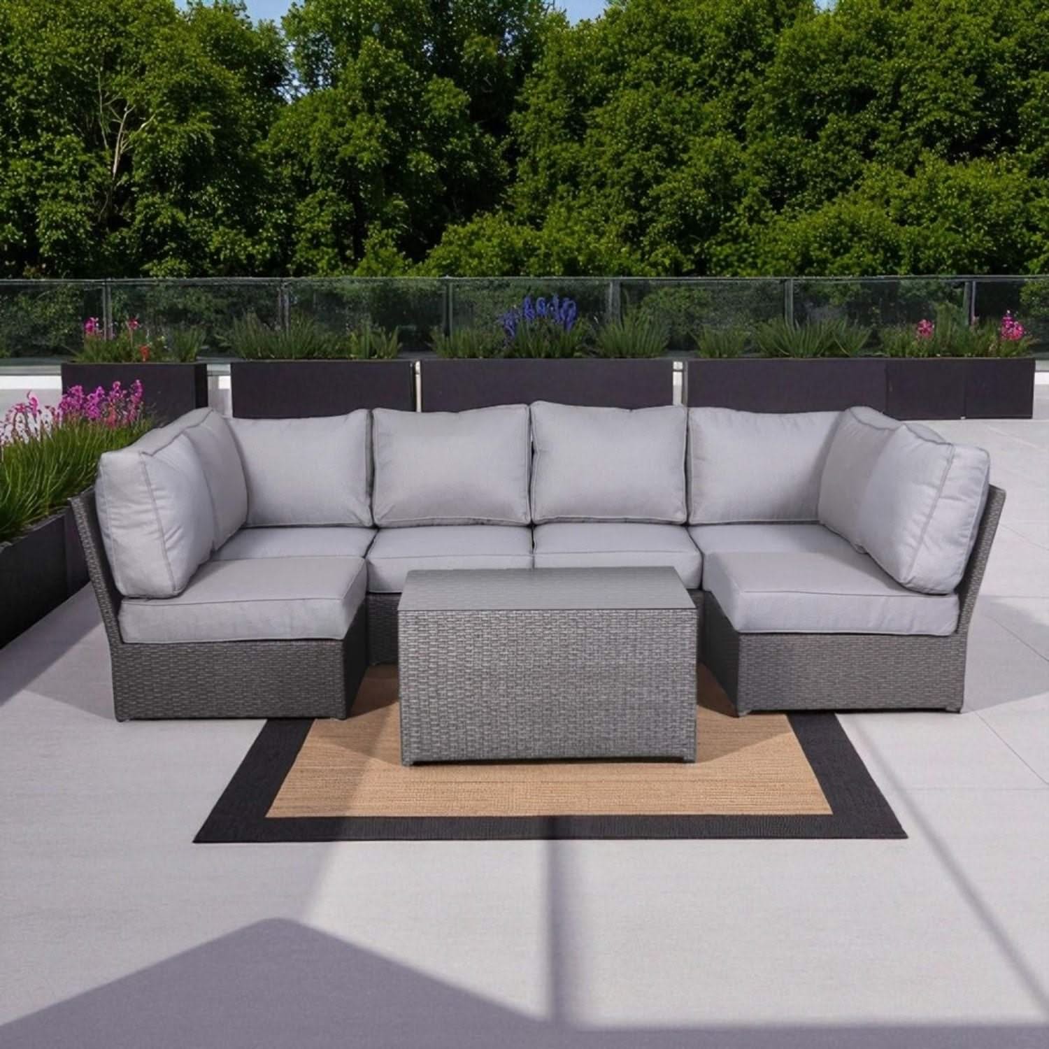 Comfortable Modern Patio Rattan Sectional Set With Cushions - Image 53