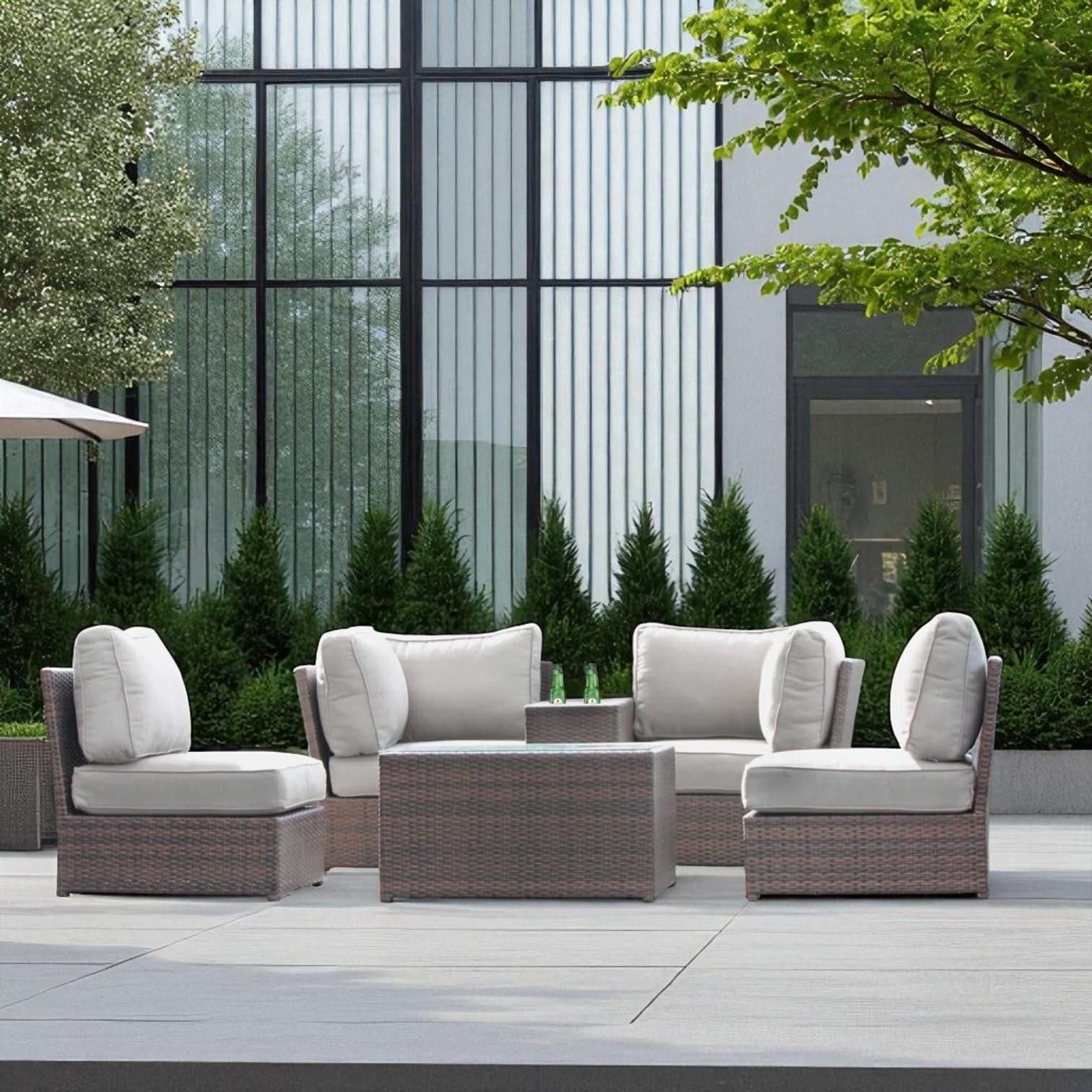 Comfortable Modern Patio Rattan Sectional Set With Cushions - Image 55