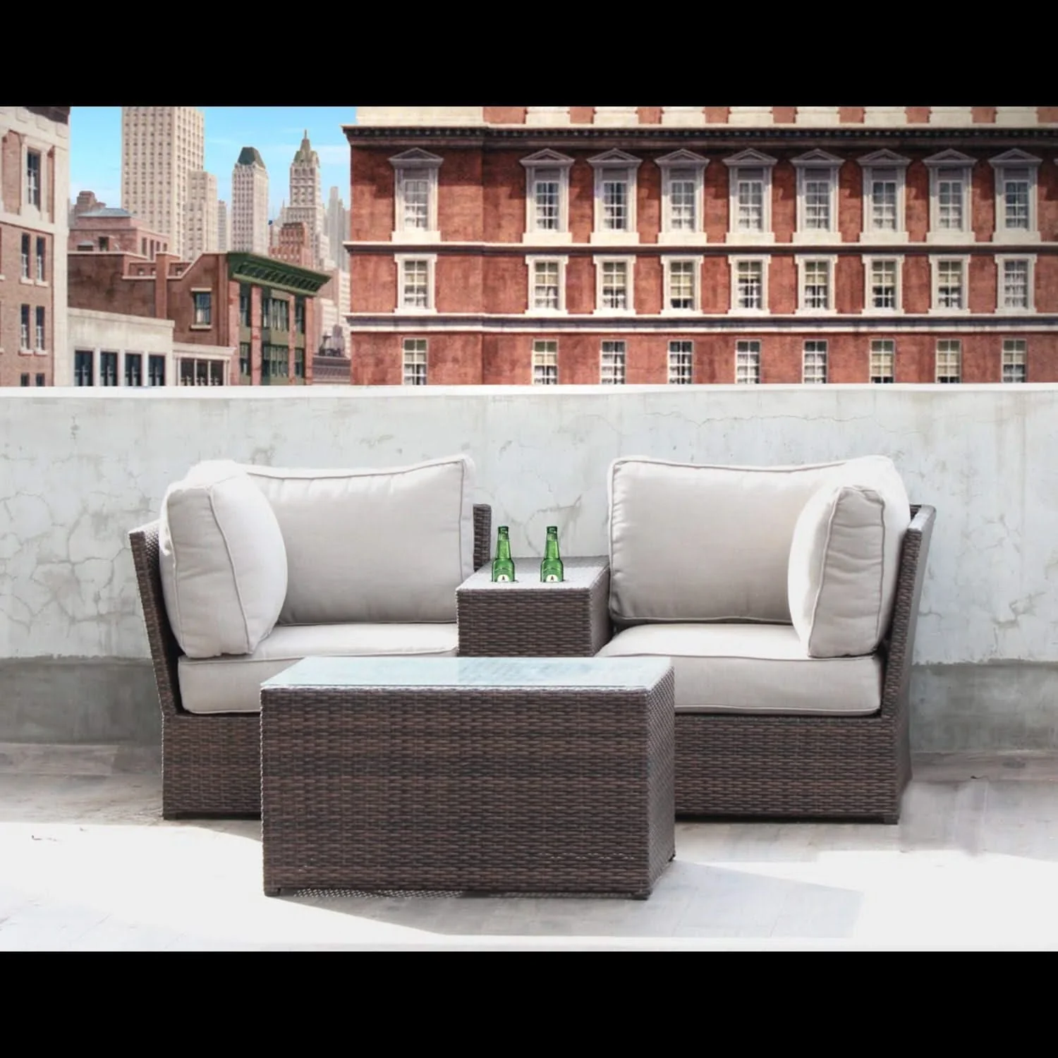 Comfortable Modern Patio Rattan Sectional Set With Cushions - Image 66