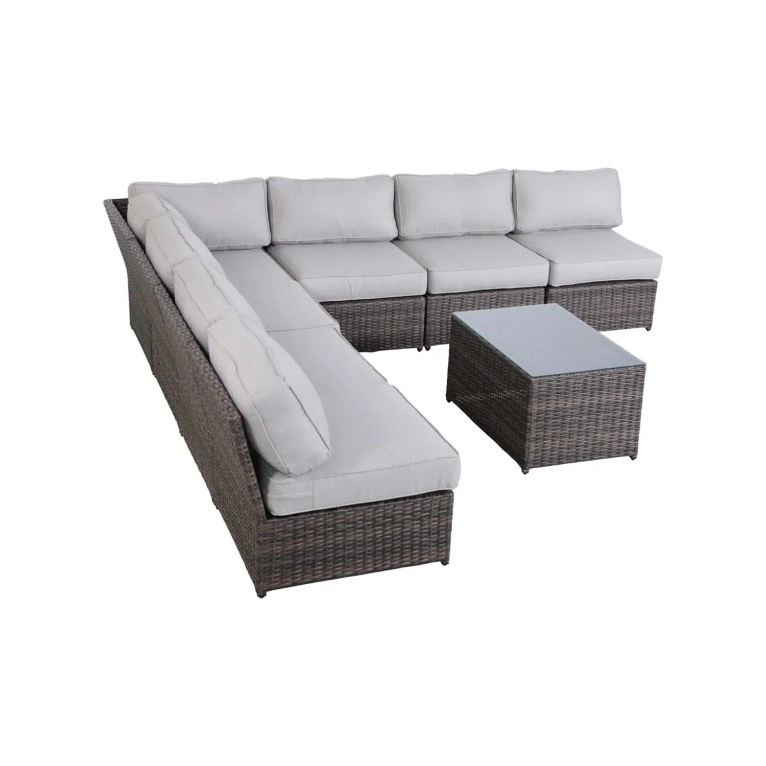 Comfortable Modern Patio Rattan Sectional Set With Cushions - Image 67