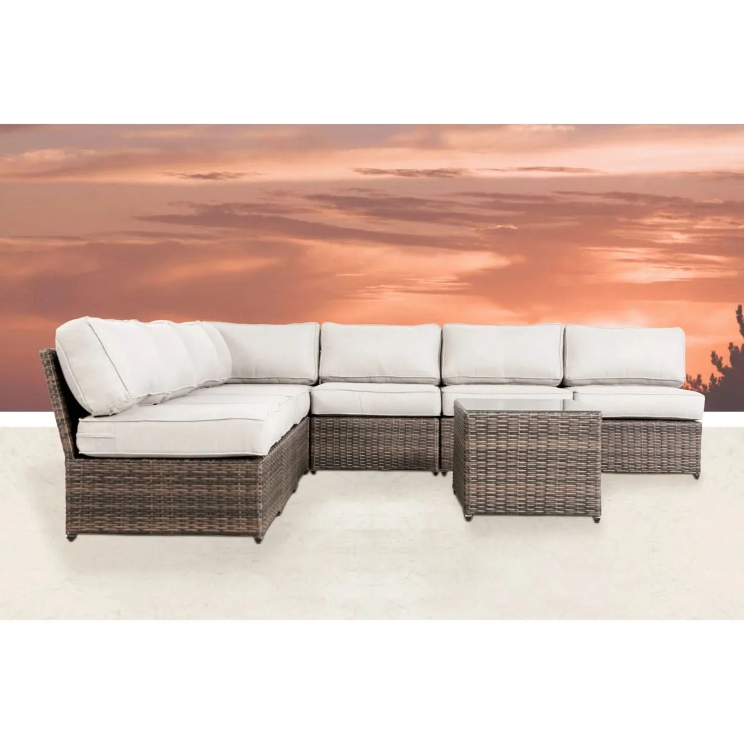 Comfortable Modern Patio Rattan Sectional Set With Cushions - Image 84