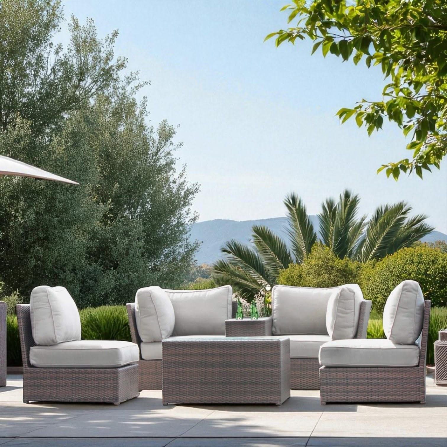 Comfortable Modern Patio Rattan Sectional Set With Cushions - Image 88