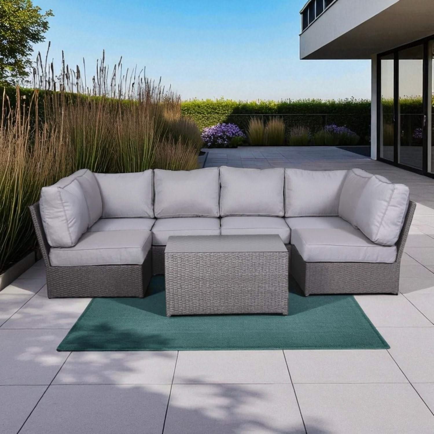 Comfortable Modern Patio Rattan Sectional Set With Cushions - Image 89