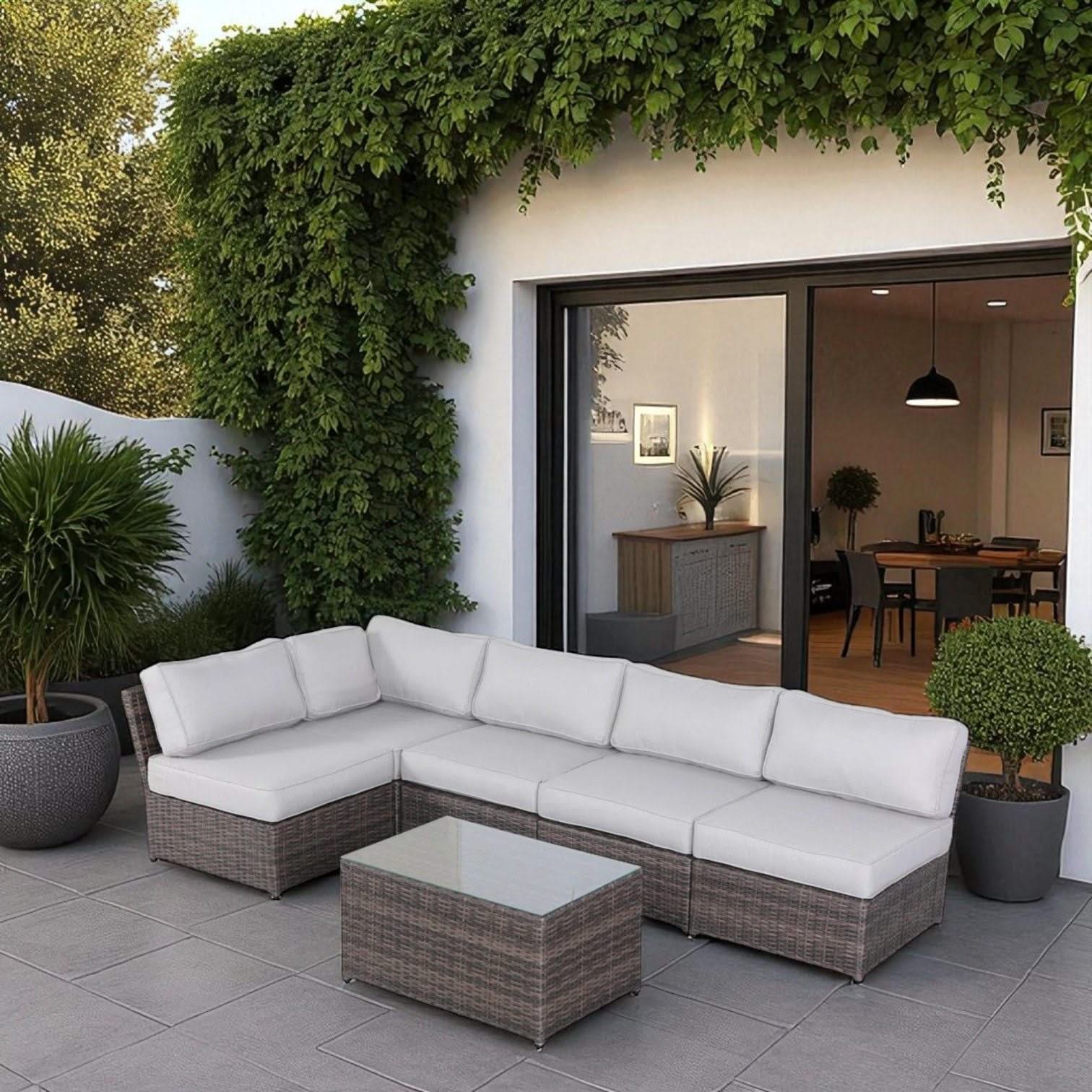 Comfortable Modern Patio Rattan Sectional Set With Cushions - Image 92
