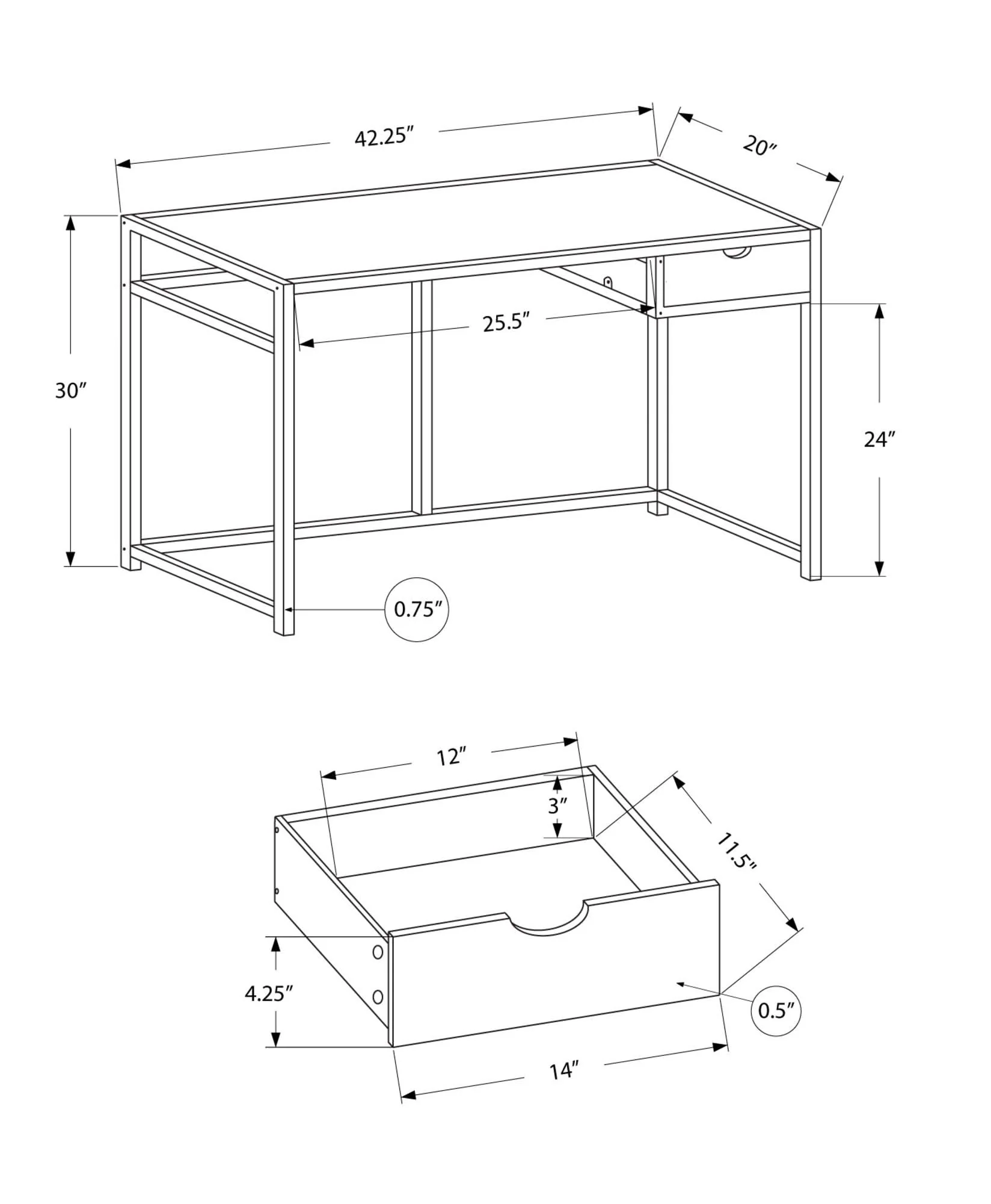 Computer Desk For Home Office, 1 Storage Drawer, Contemporary & Modern - Image 16