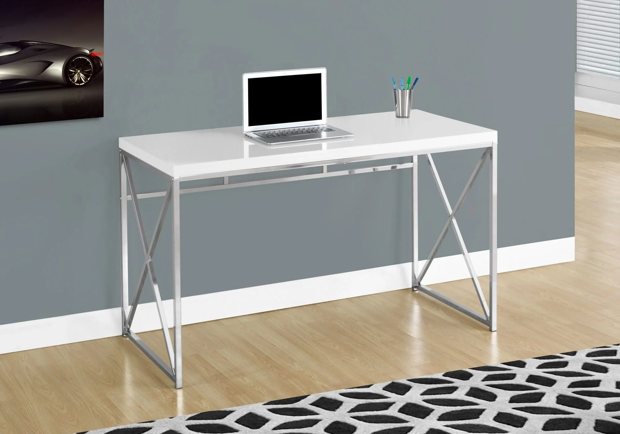 Computer Desk For Home Office, Laptop, Glossy Contemporary & Modern - Image 5