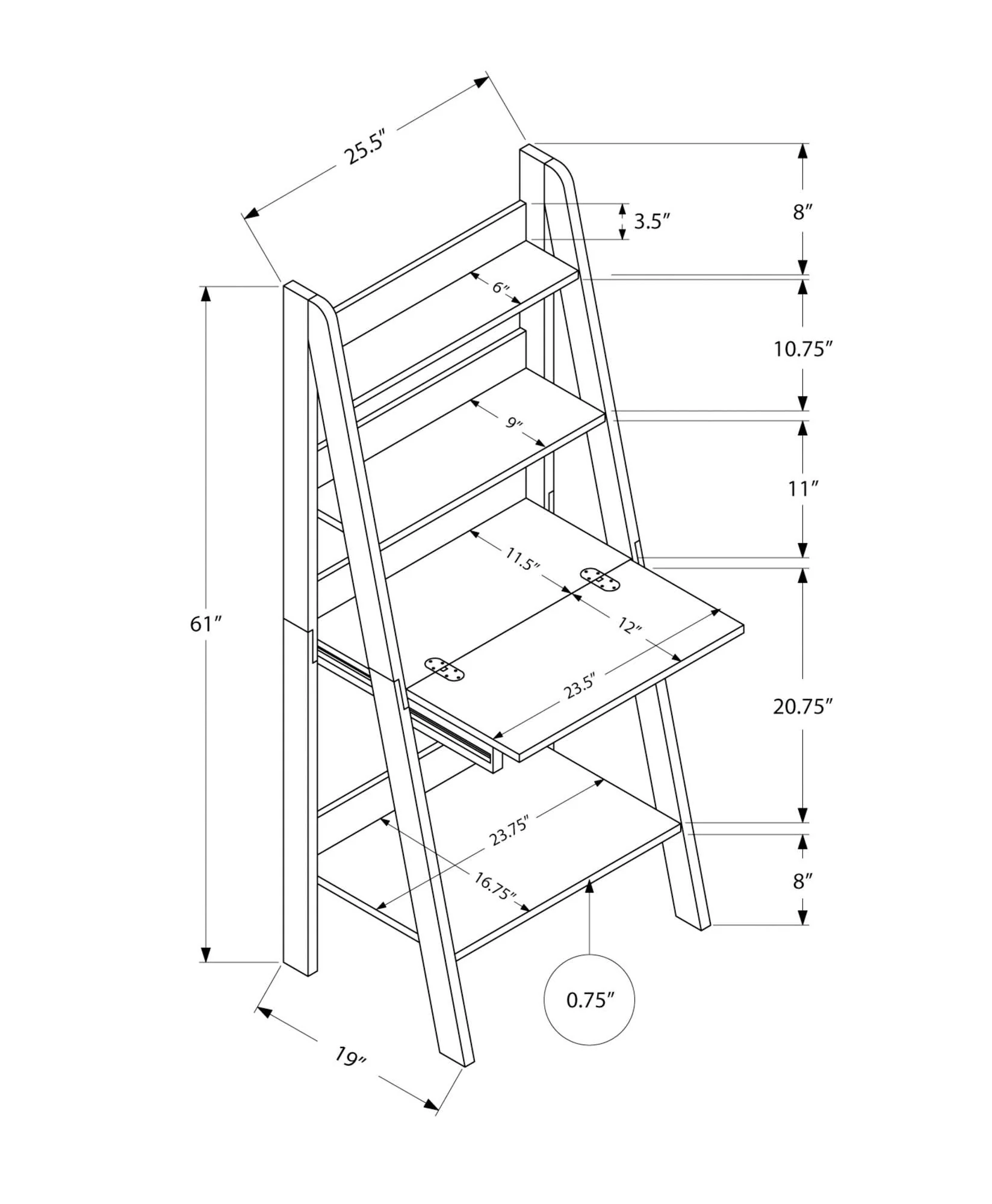 Computer Desk For Home Office, Laptop, Leaning, Storage Shelves - Image 3