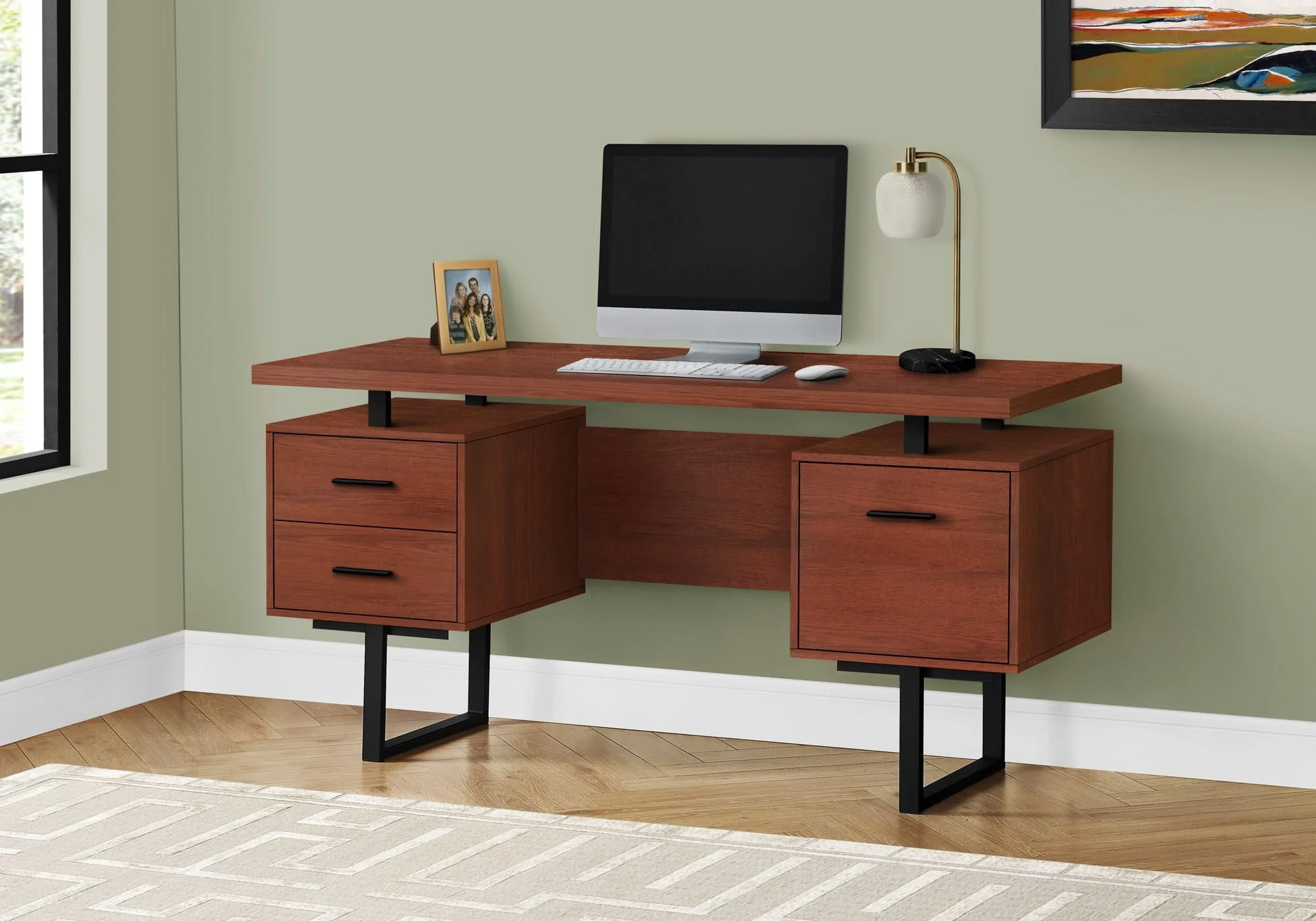 Computer Desk For Home Office, Laptop, Left, Right Set - Up, Storage Drawers, Contemporary & Modern - Image 14