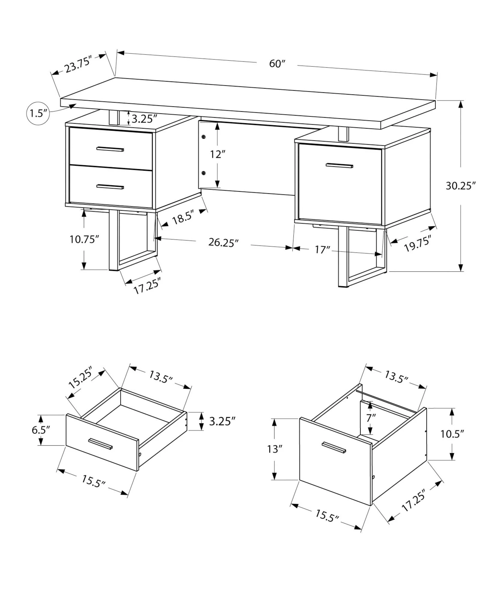 Computer Desk For Home Office, Laptop, Left, Right Set - Up, Storage Drawers, Contemporary & Modern - Image 16