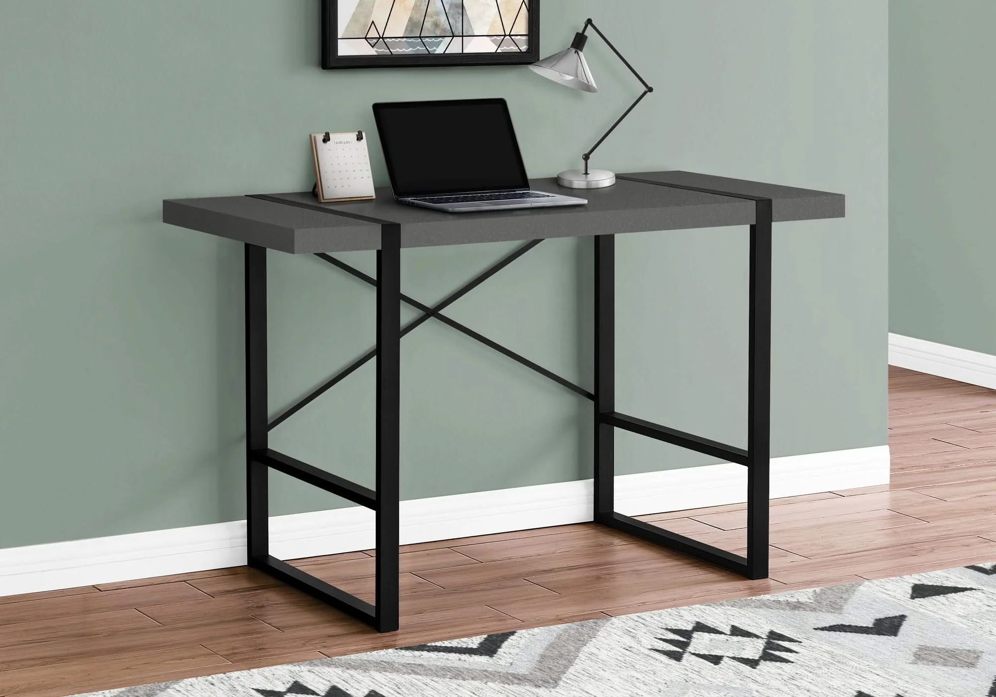 Computer Desk For Home Office, Laptop, Modern Convenient Design - Gray - Image 2