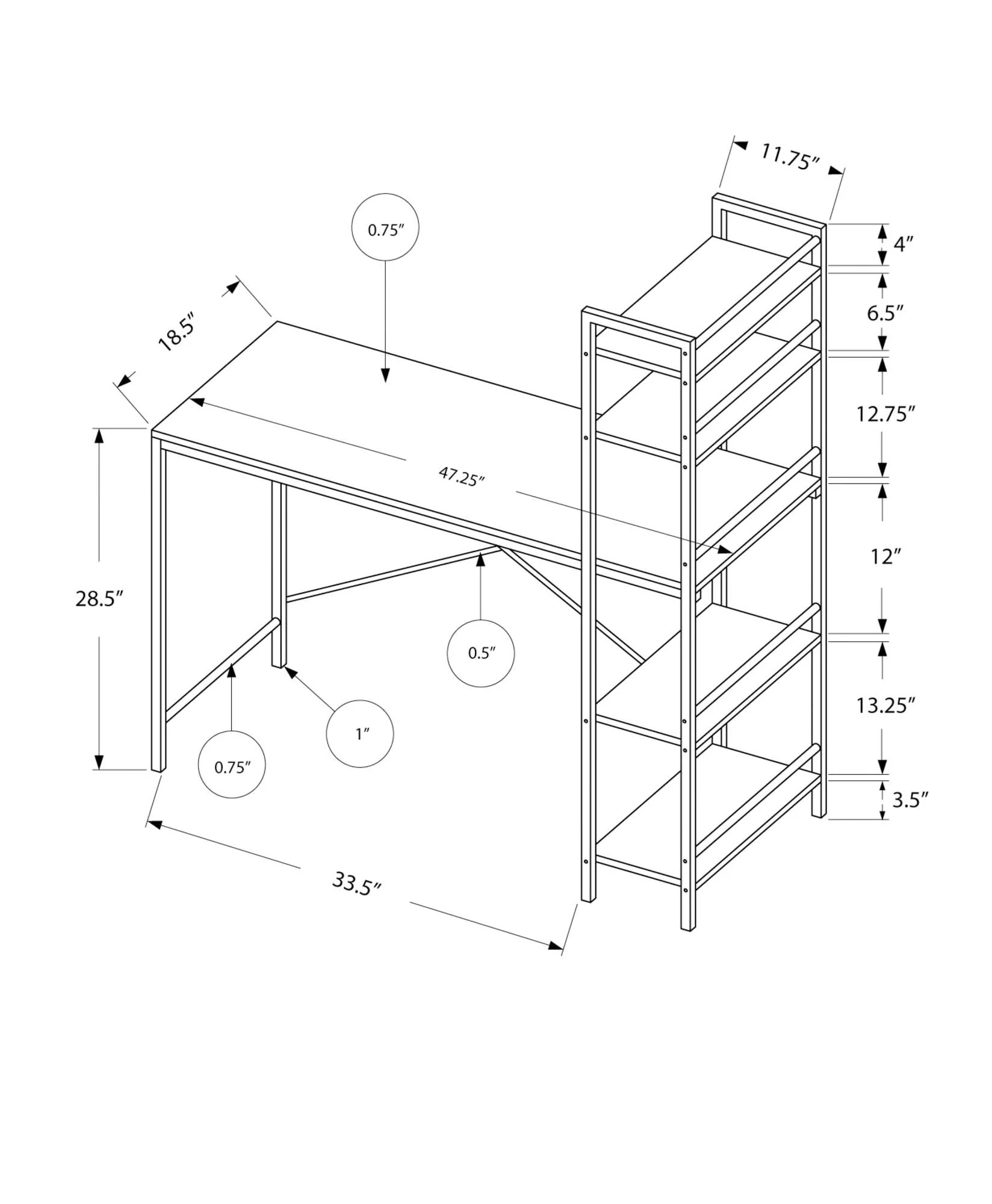 Computer Desk For Home Office, Laptop Storage Shelves - Image 4