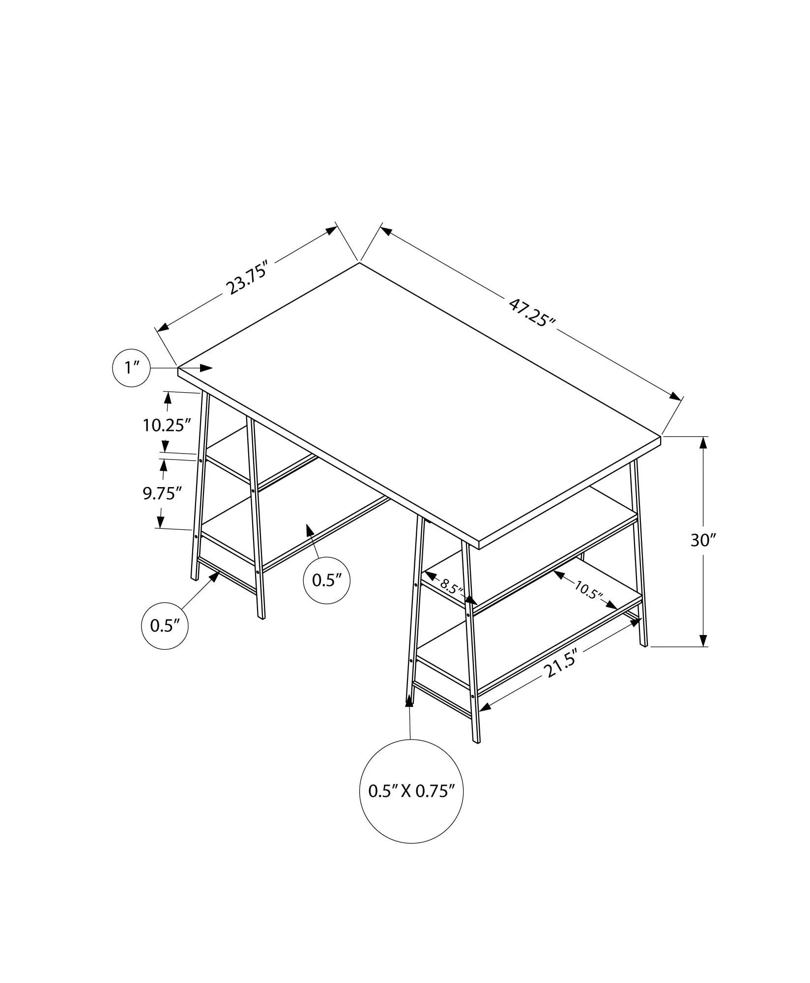 Computer Desk For Home Office, Laptop, Storage Shelves, Contemporary & Modern - Image 16