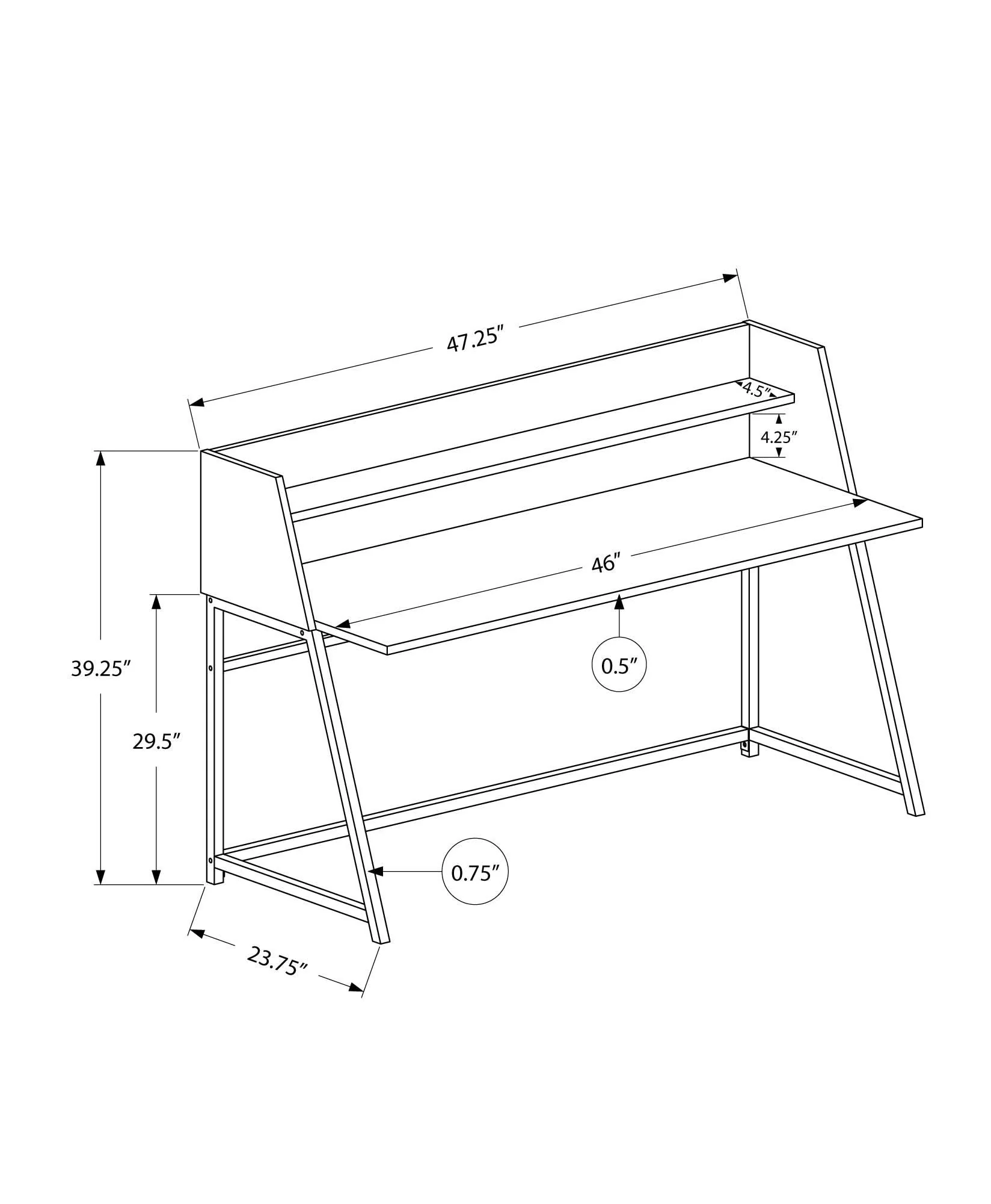 Computer Desk For Home Office Laptop, Storage Shelves, Contemporary & Modern - Image 7