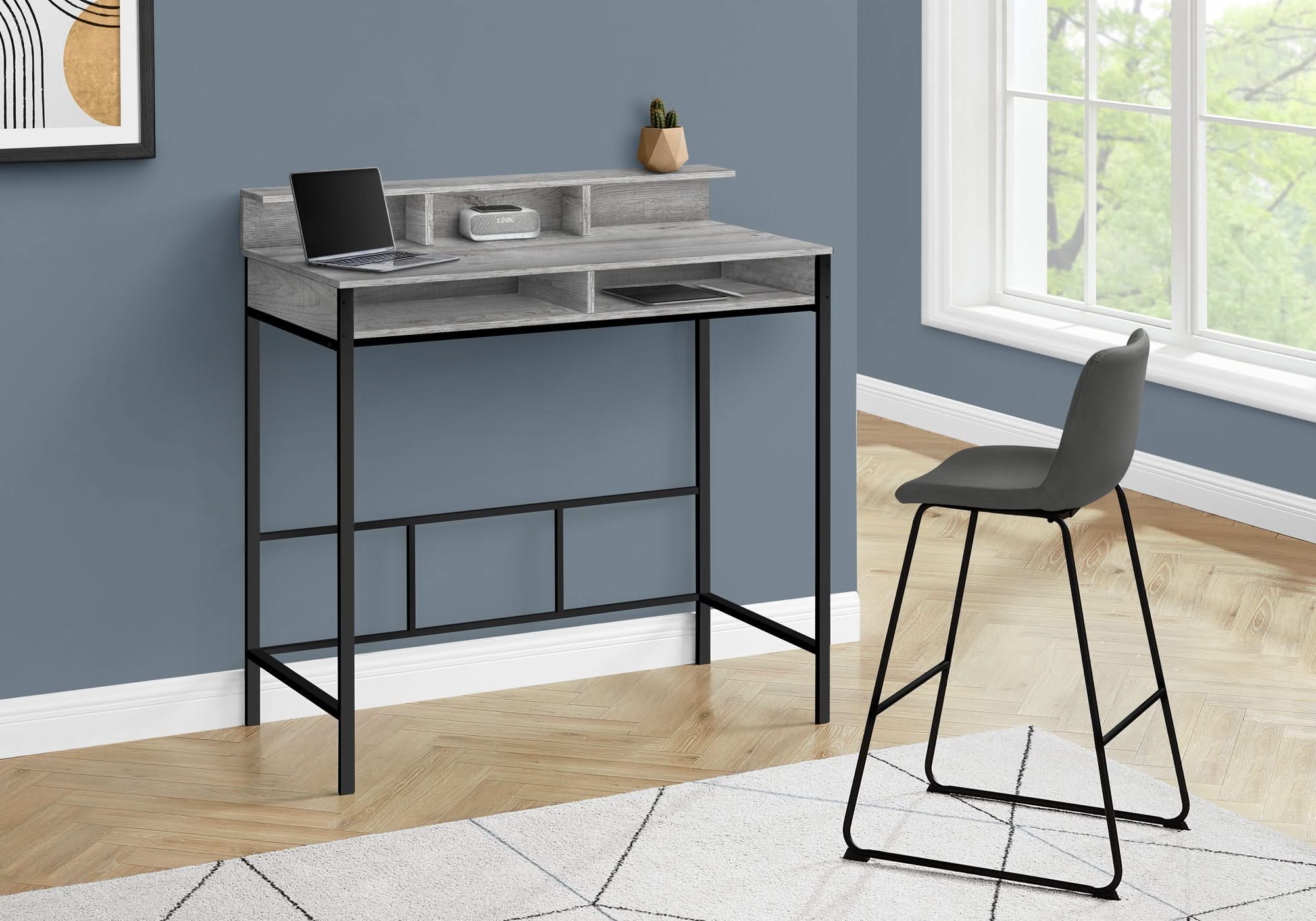 Computer Desk For Home Office, Standing, Storage Shelves, Laptop, Contemporary & Modern - Image 3