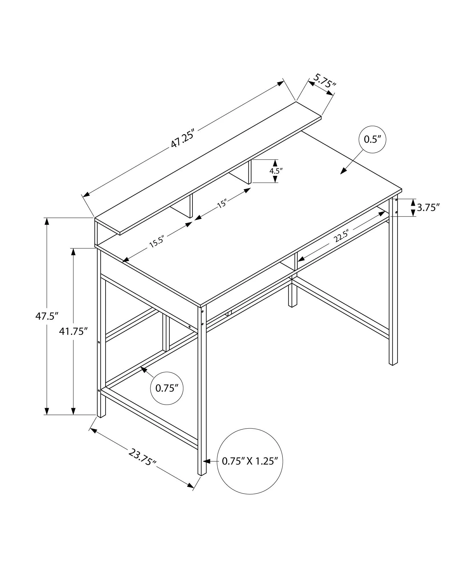 Computer Desk For Home Office, Standing, Storage Shelves, Laptop, Contemporary & Modern - Image 7