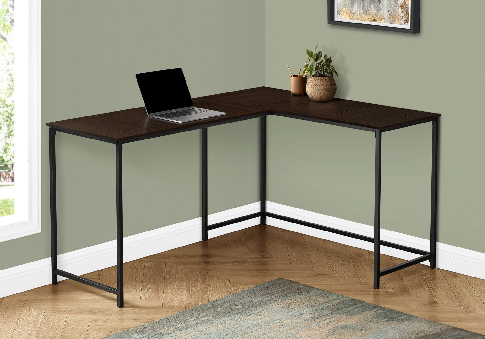 Computer Desk, Home Office, Corner, L Shape, Laptop, Marble Look Contemporary & Modern - Image 4