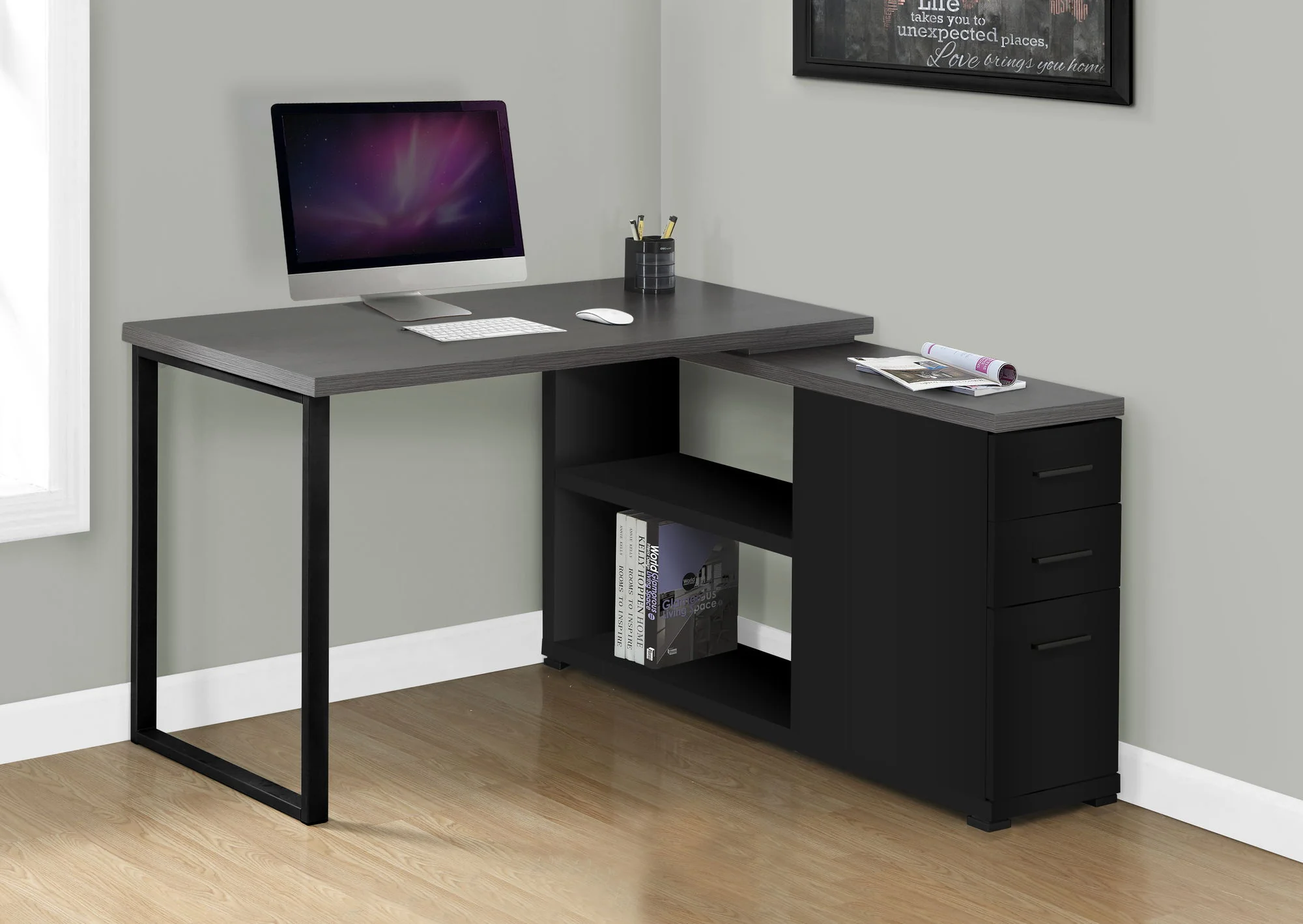 Computer Desk, Home Office, Corner, Left, Right Set - Up, Storage Drawers, L Shape, Laptop, And Contemporary & Modern - Image 5