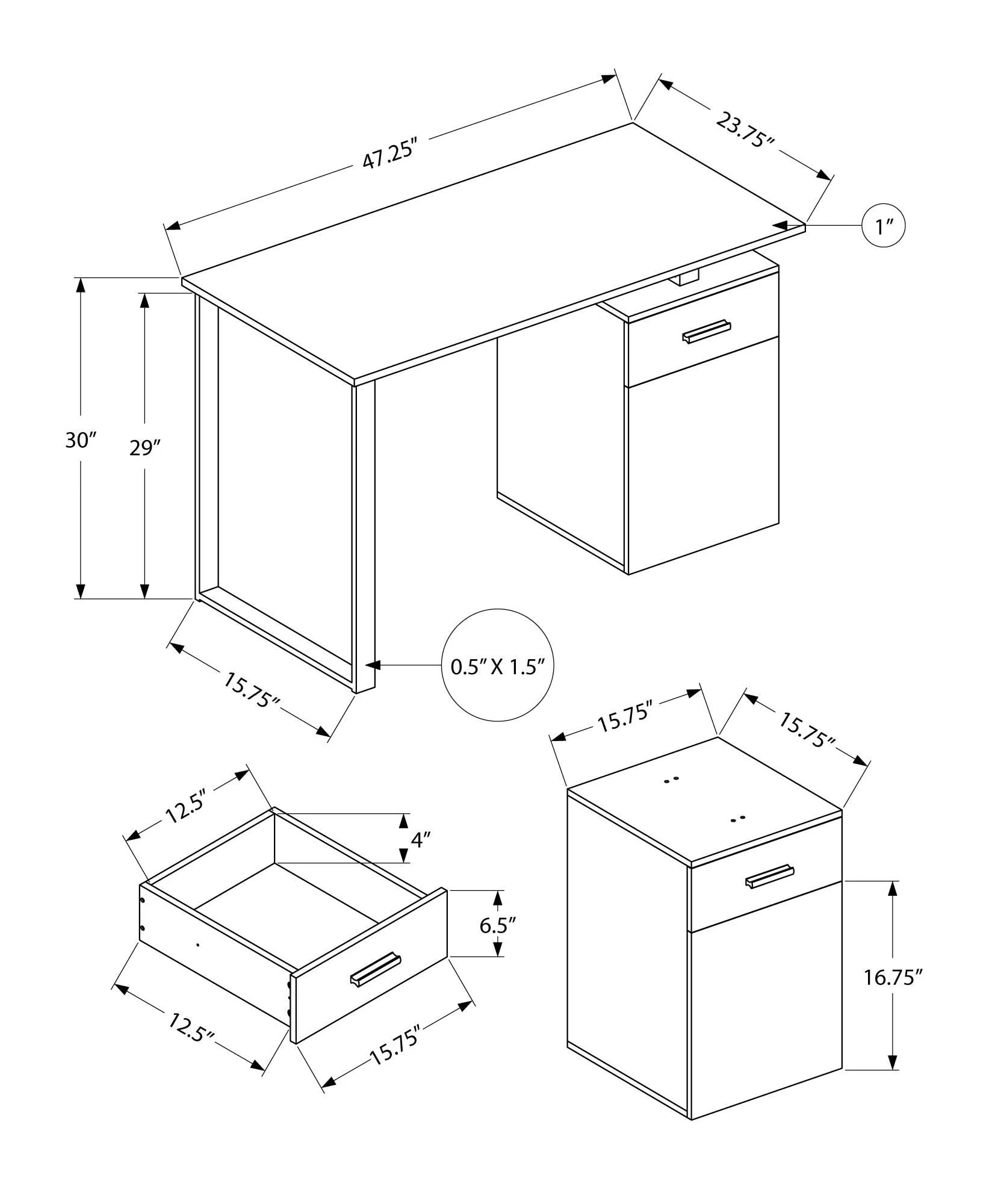 Computer Desk, Home Office, Laptop, Left, Right Set-Up, Storage Drawers, Work, Contemporary, Modern - Image 7