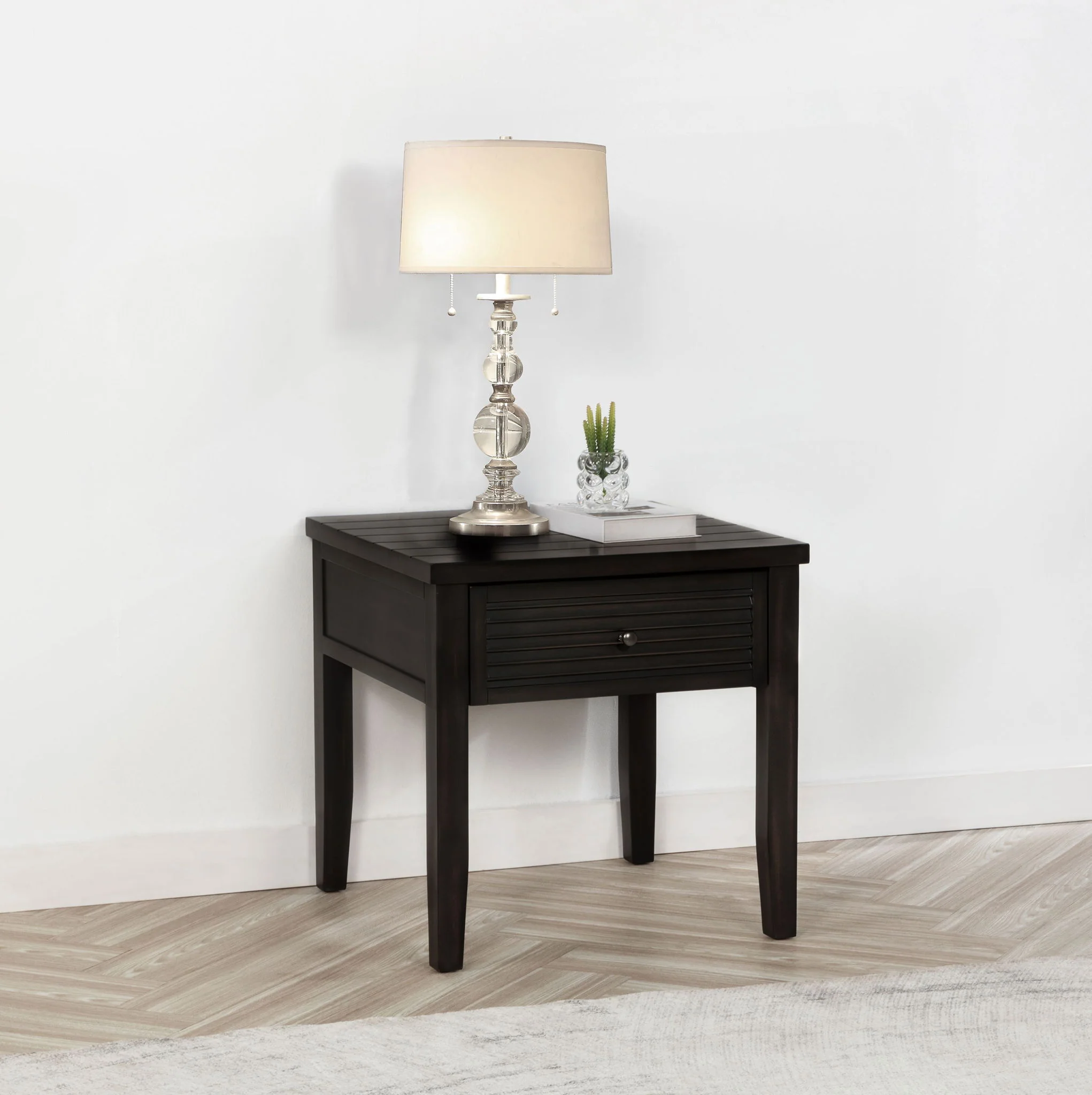 Concord 1-drawer Square End Table Distressed Java - Image 4