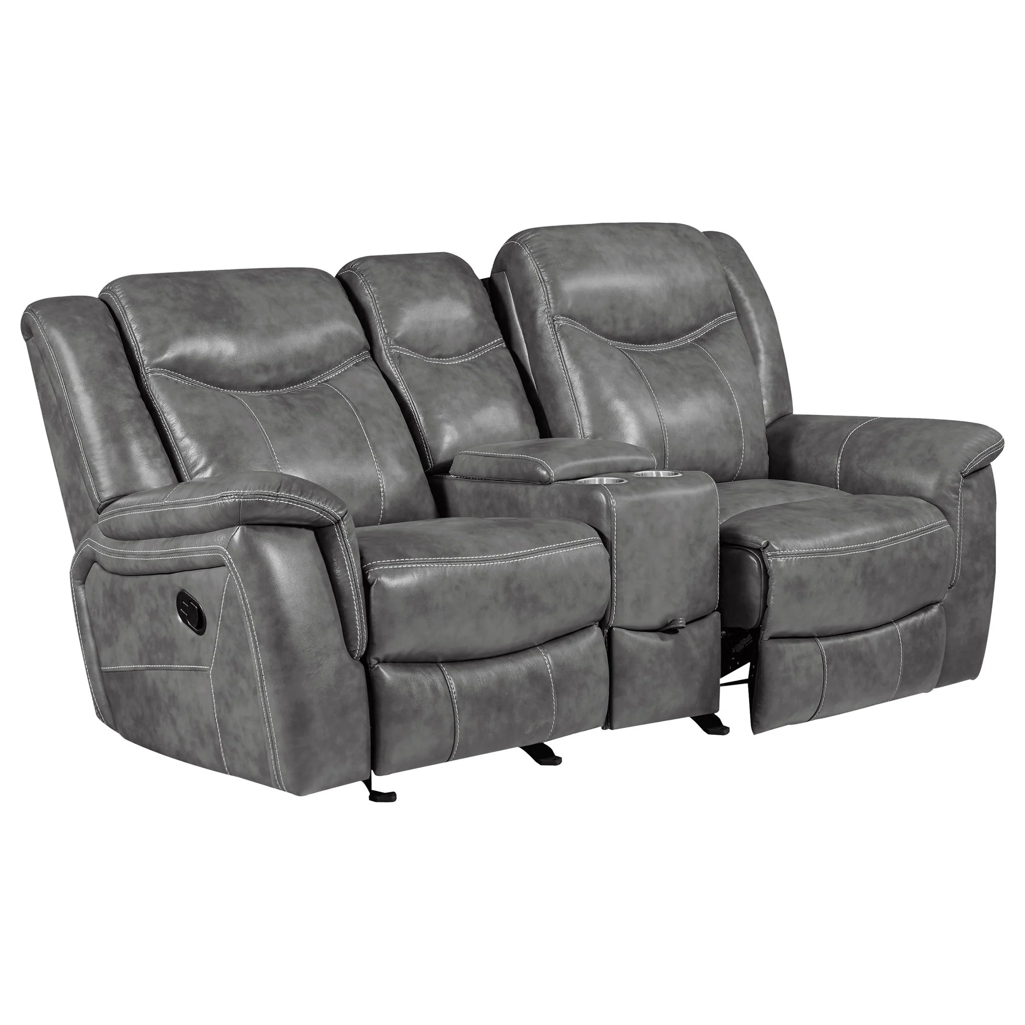 Conrad Upholstered Padded Arm Glider Loveseat Grey - Image 2