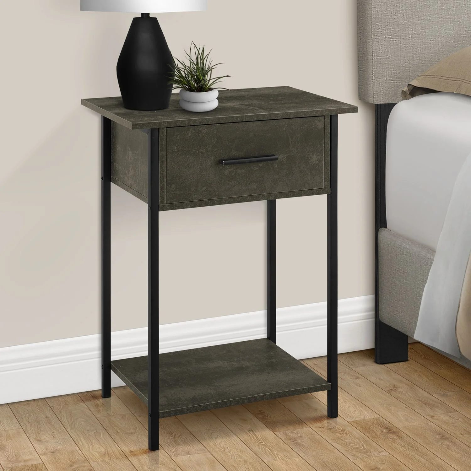 Contemporary 2 Tier Accent Table With Storage Drawer - Image 14