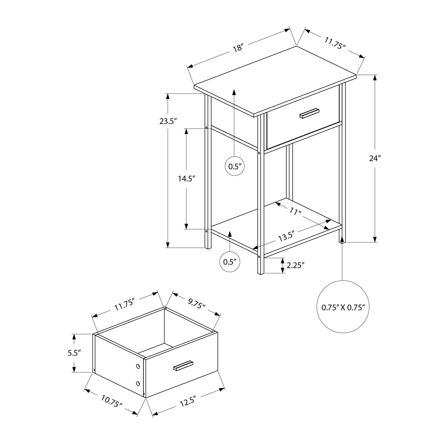 Contemporary 2 Tier Accent Table With Storage Drawer - Image 6