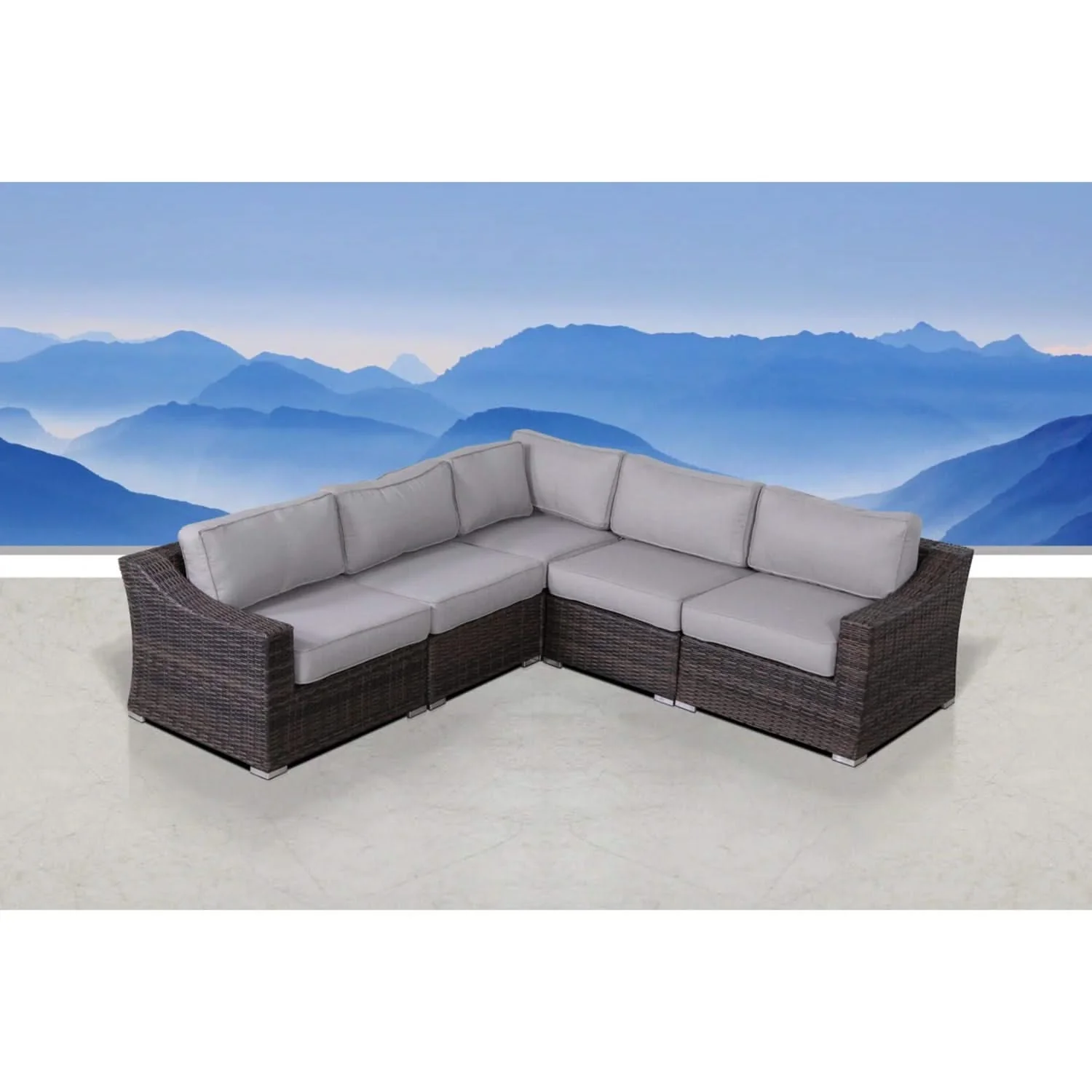 Contemporary Outdoor Rattan Wicker Sectional Seating Group With Cushions - Image 11