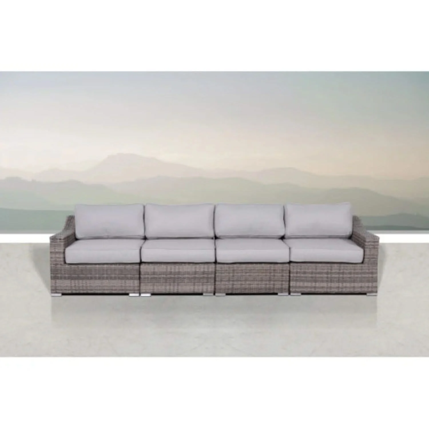 Contemporary Outdoor Rattan Wicker Sectional Seating Group With Cushions - Image 15
