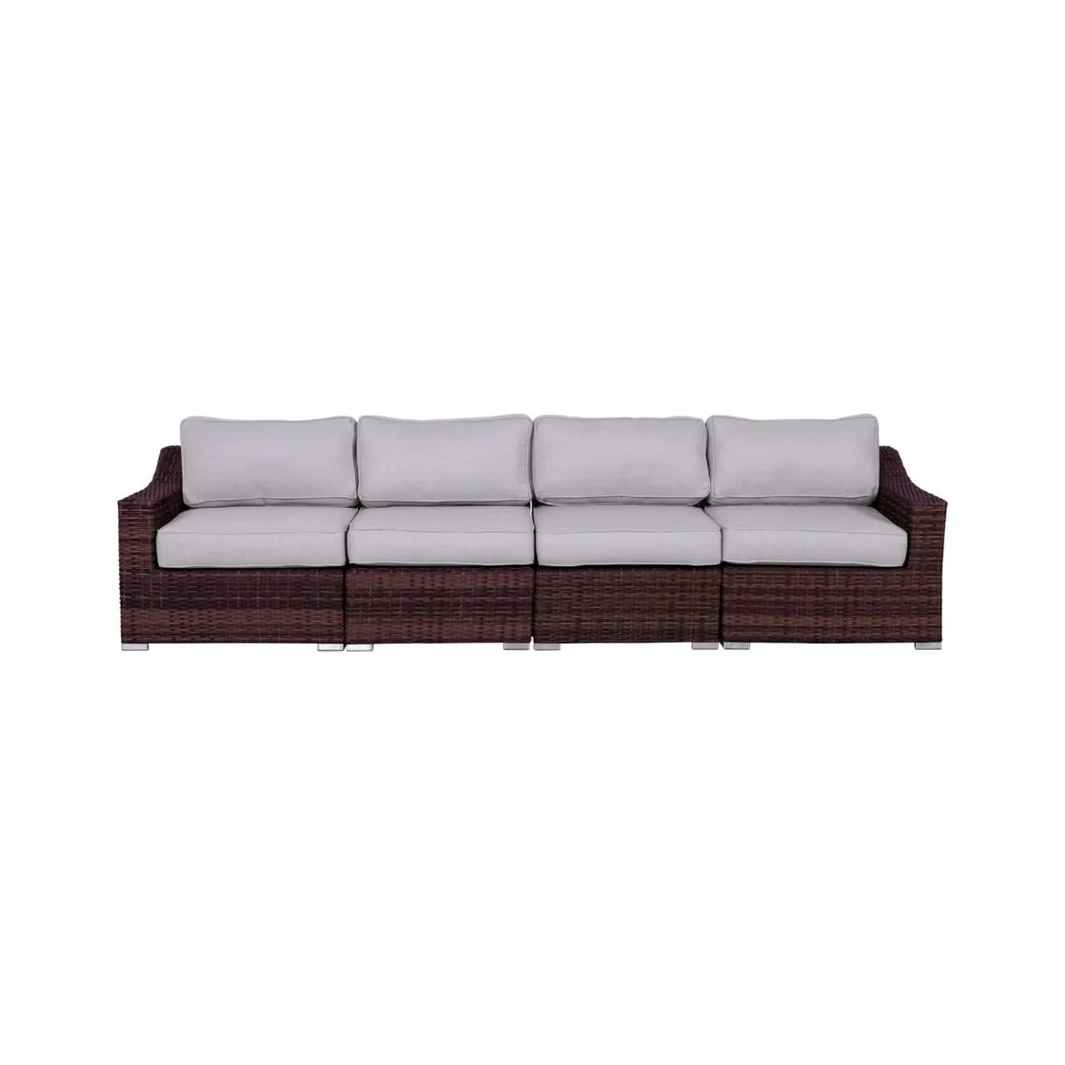 Contemporary Outdoor Rattan Wicker Sectional Seating Group With Cushions - Image 2