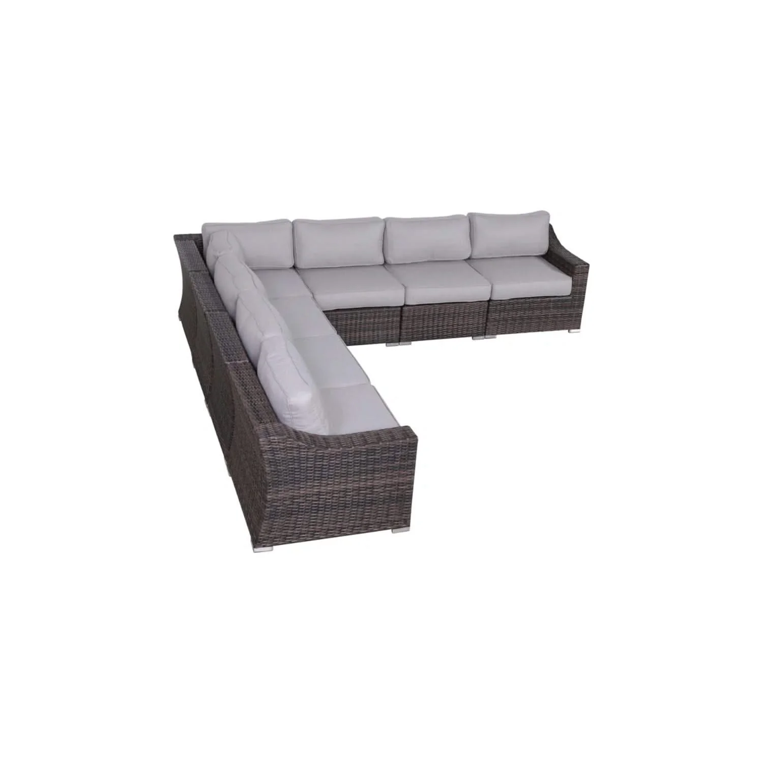 Contemporary Outdoor Rattan Wicker Sectional Seating Group With Cushions - Image 3