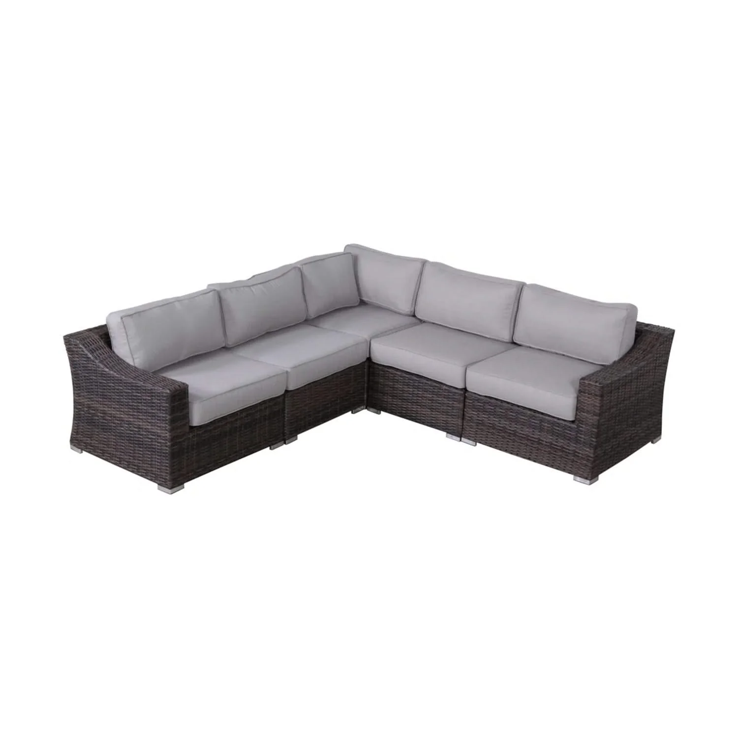 Contemporary Outdoor Rattan Wicker Sectional Seating Group With Cushions - Image 4