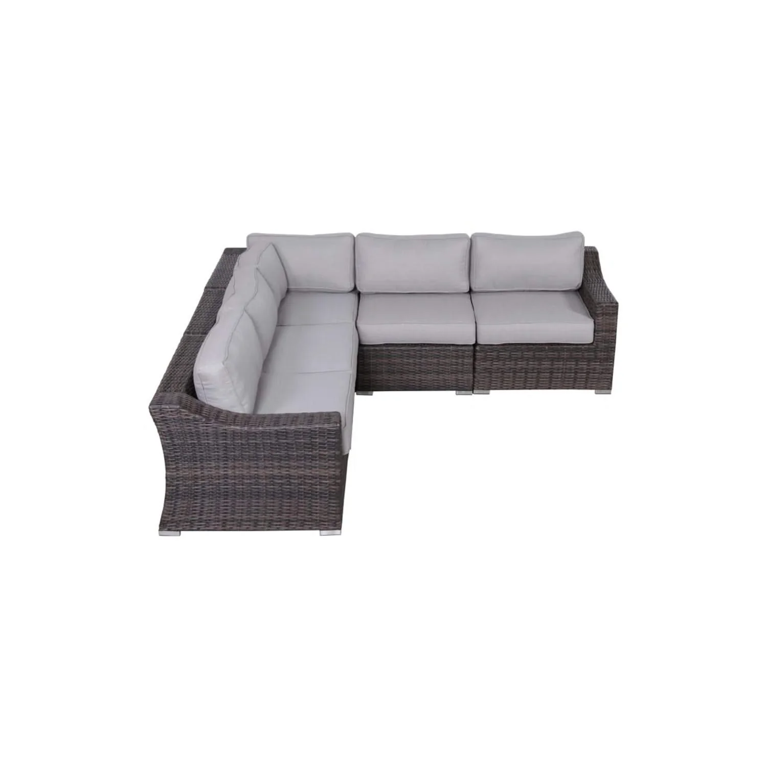 Contemporary Outdoor Rattan Wicker Sectional Seating Group With Cushions - Image 5