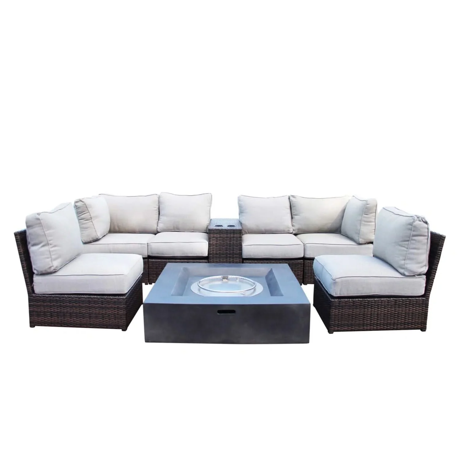 Contemporary Patio Seating Set With Fire Pit - Image 2