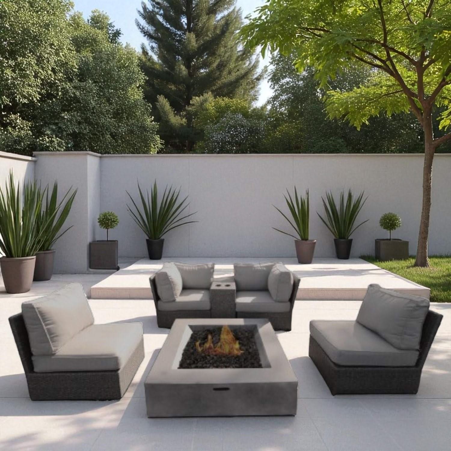 Contemporary Patio Seating Set With Fire Pit - Image 4