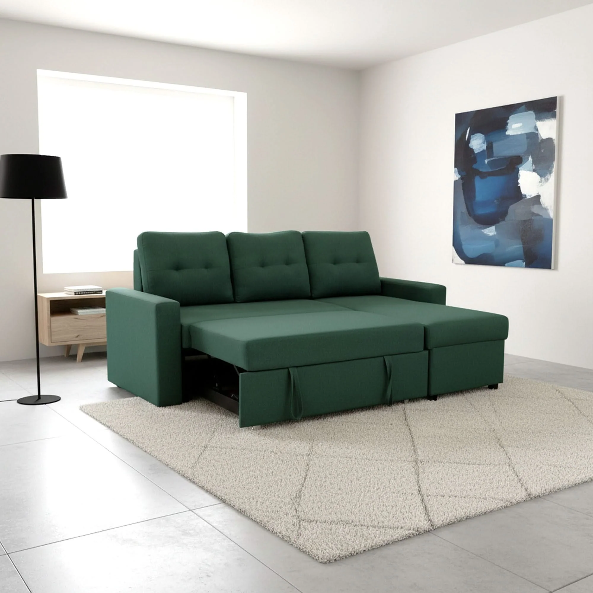 Convertible L Shaped Sectional Sleeper Sofa Bed, Saving Pull Out Couch - Image 10