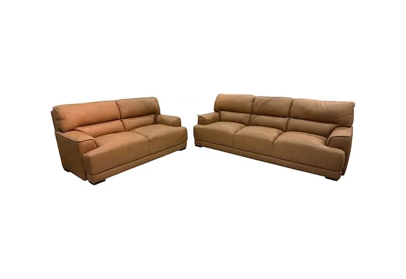 Conway Brown Leather Sofa and Loveseat Living Room Set with Pillow-Top Arms - Image 2