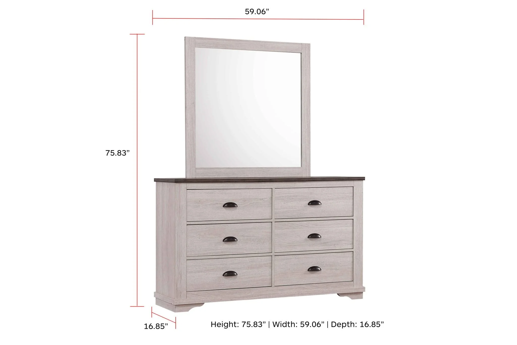 Coralee - Queen 5 Piece Bedroom Set - Chalk / Gray - Image 2